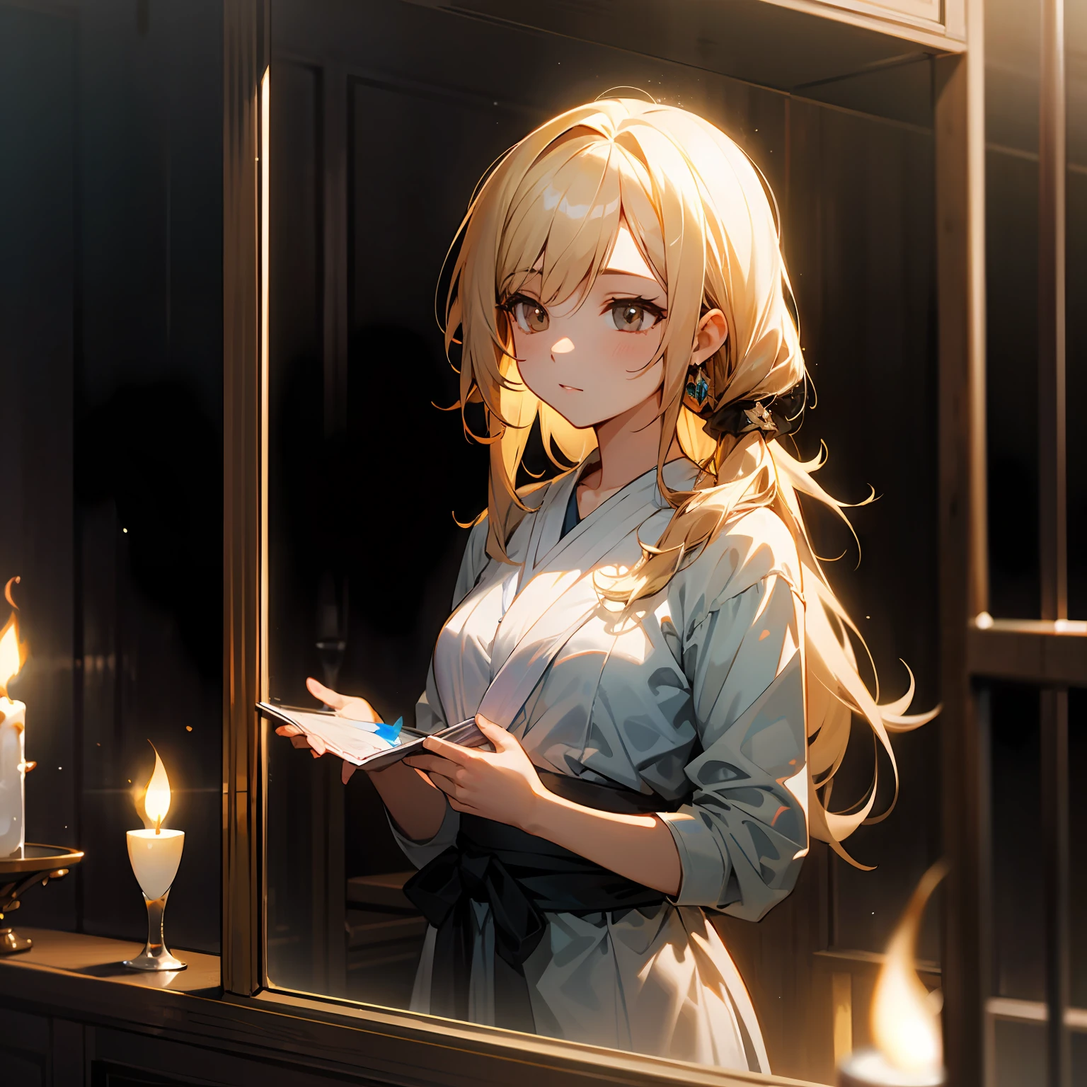 zori,glass,Long-haired girl,Vacated,Light,HD beauty CG