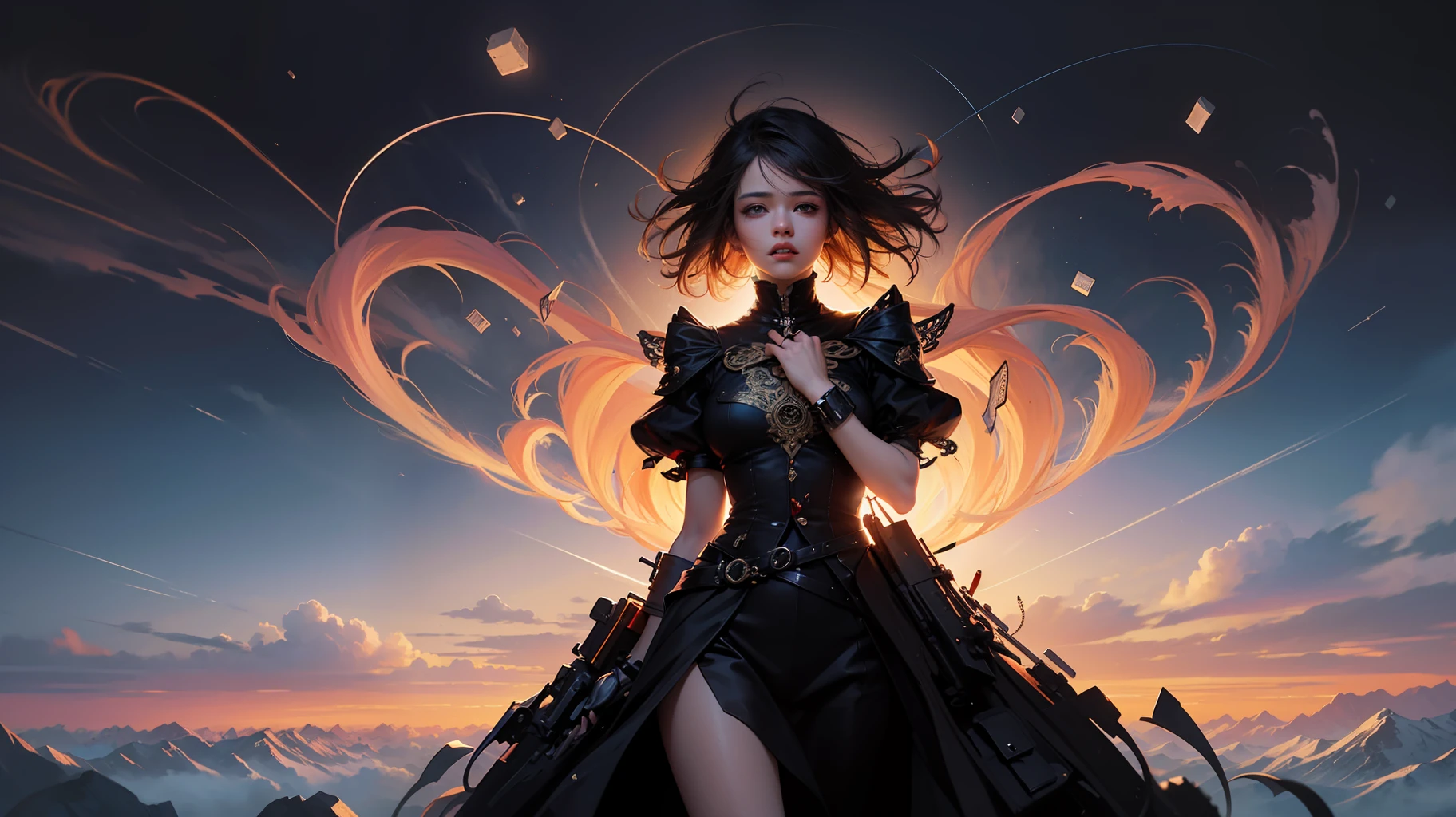 official art, unity 8k wallpaper, ultra detailed, beautiful and aesthetic, masterpiece, best quality, (zentangle, mandala, tangle, entangle), (fractal art:1.3) , 1girl, extremely detailed, dynamic angle, cowboyshot, the most beautiful form of chaos, elegant, a brutalist designed, vivid colours, romanticism, by james jean, roby dwi antono, ross tran, francis bacon, michal mraz, adrian ghenie, petra cortright, gerhard richter, takato yamamoto, ashley wood, atmospheric, ecstasy of musical notes, streaming musical notes visible