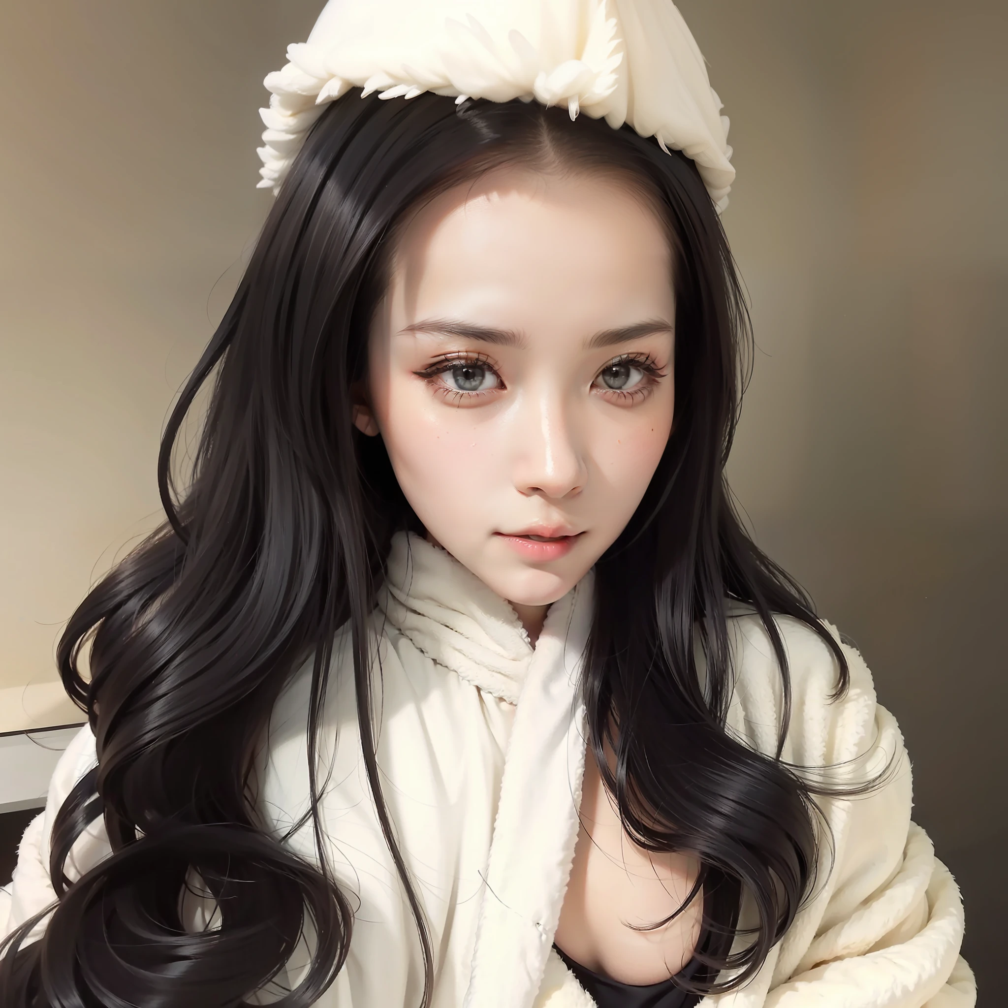 （voluminous hair:1.2，Tulle texture，1.2+Fill your face，long leges，Girl dancing dynamic pose，Long hair fluttering:1.2，Wide robe with large sleeves，Dark ink background，Xianxia background，Entangled in clouds，电影灯光)