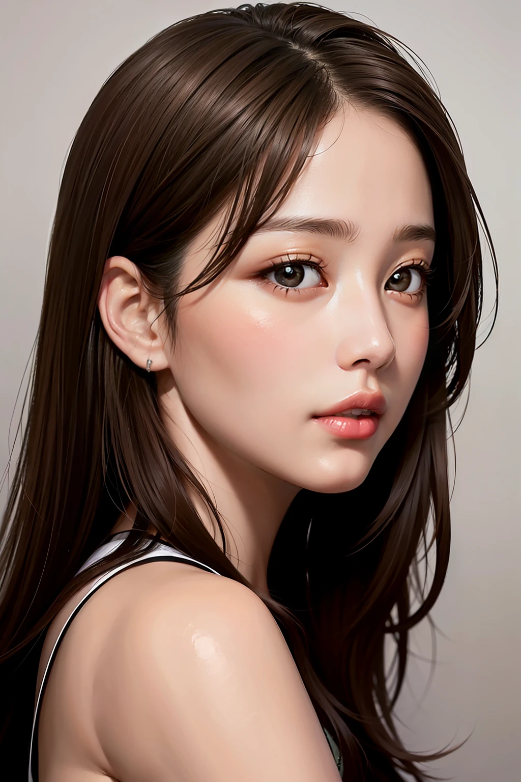 Best quality, masterpiece, (fidelity: 1.2), 1 girl, brown hair, brown eyes, front view, detailed face, beautiful eyes