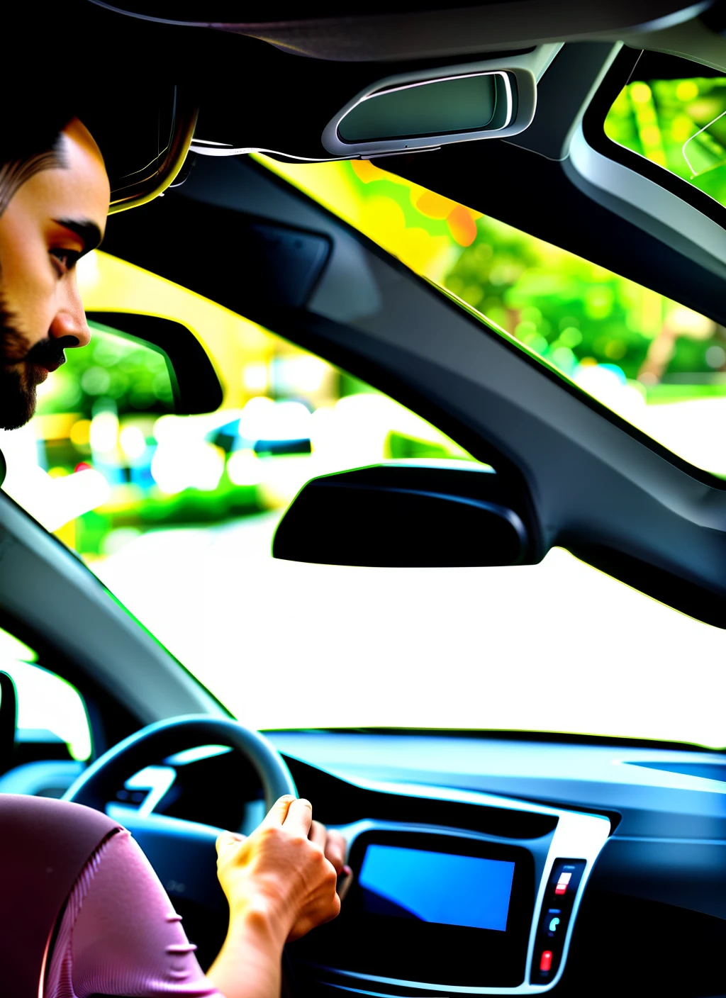 Real people driving with mobile phones