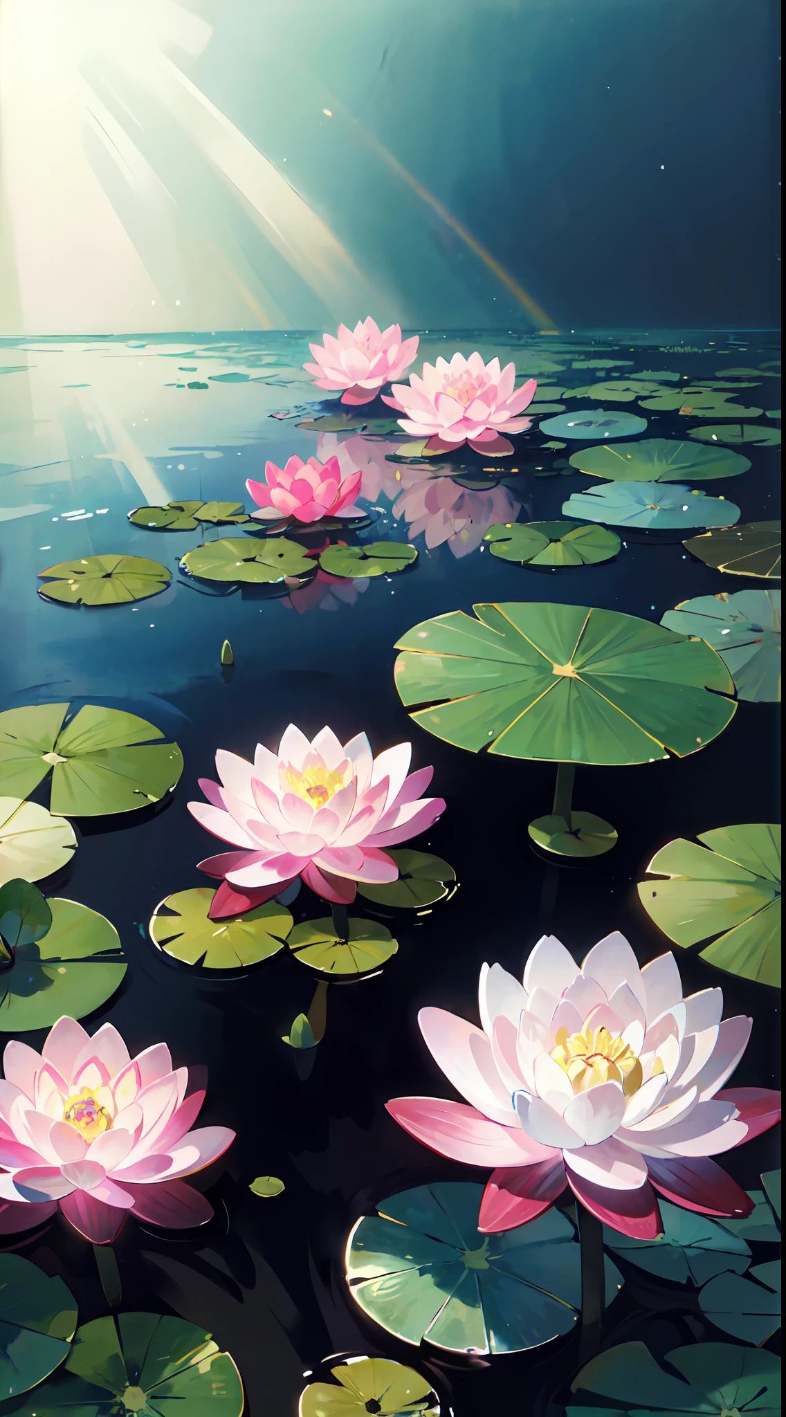 (((masterpiece))), ((best quality)), detailed, professional lighting, (((Ultra Detailed))),absurdres,(((incredibly absurdres))),under the sea,(no humans),crystal piano,water lily flower, lily pad, lotus