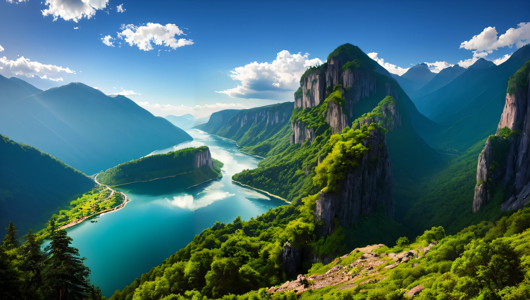 Mountains and rivers in the middle of the valley, mountainous background, beatiful mountain background, mountainous terrain, stunning nature in background, Majestic nature, beautiful mountains, a lake between mountains, Mountains and lakes, mountainous setting, breathtaking mountains, high quality desktop wallpaper, Beautiful wallpaper, High quality wallpaper, Breathtaking landscapes, mountains river trees, lakeside mountains