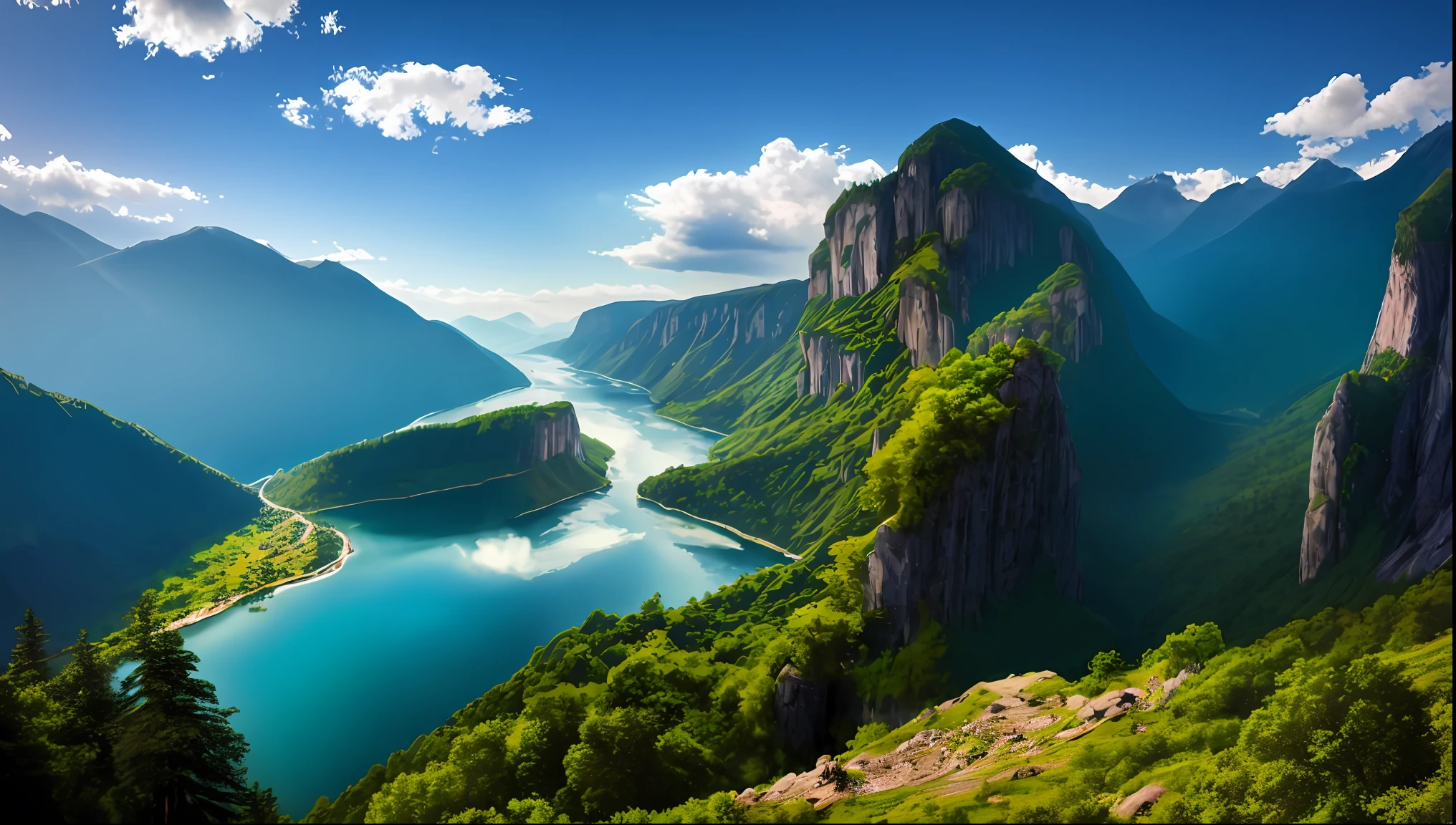 Mountains and rivers in the middle of the valley, mountainous background, beatiful mountain background, mountainous terrain, stunning nature in background, Majestic nature, beautiful mountains, a lake between mountains, Mountains and lakes, mountainous setting, breathtaking mountains, high quality desktop wallpaper, Beautiful wallpaper, High quality wallpaper, Breathtaking landscapes, mountains river trees, lakeside mountains