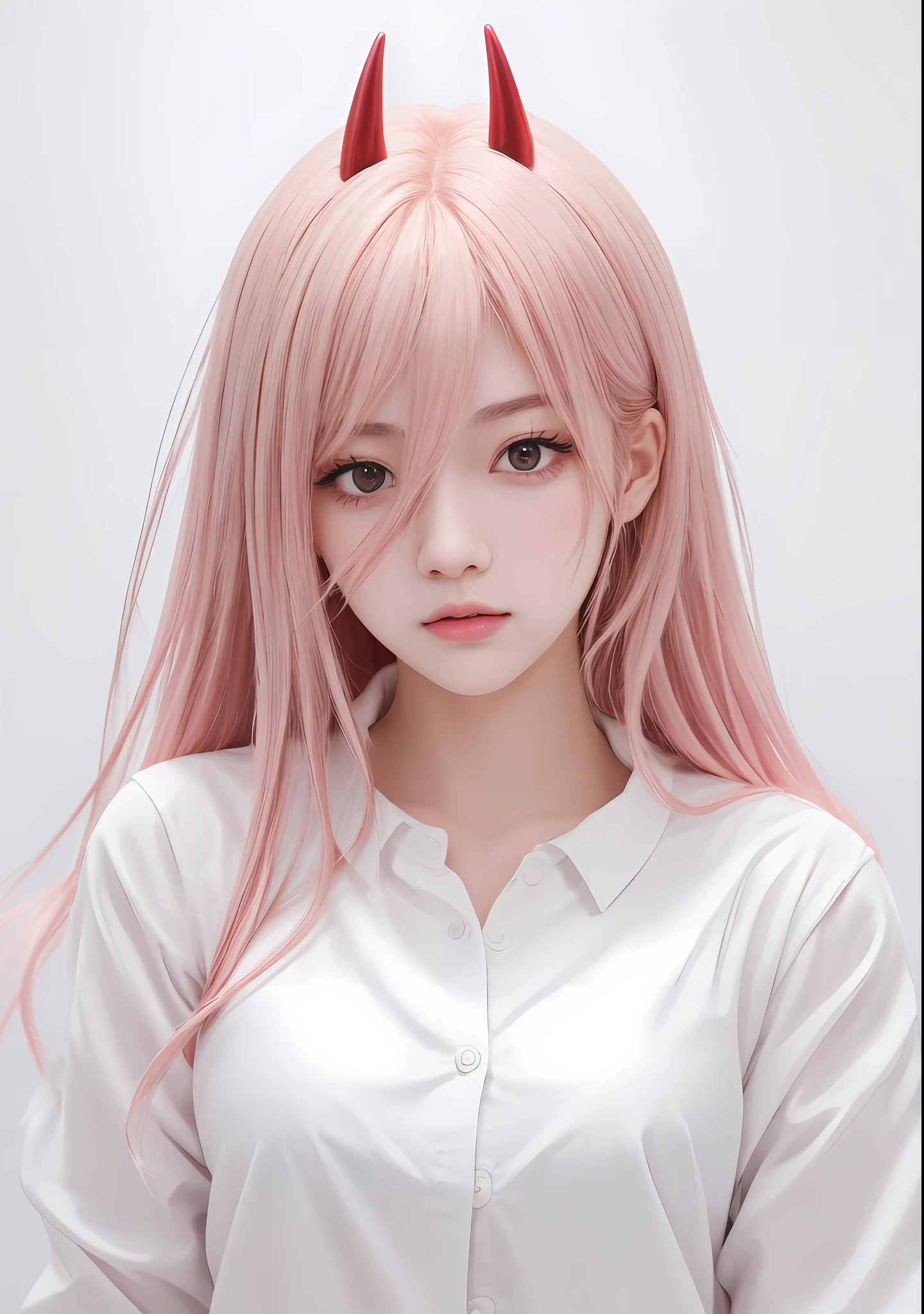 anime girl with pink hair and horns in white shirt, guweiz on pixiv artstation, cute anime girl portraits, extremely cute anime girl face, trending on artstation pixiv, realistic anime style at pixiv, guweiz on artstation pixiv, realistic young anime girl, clean detailed anime art, anime girl with long hair, realistic anime art style