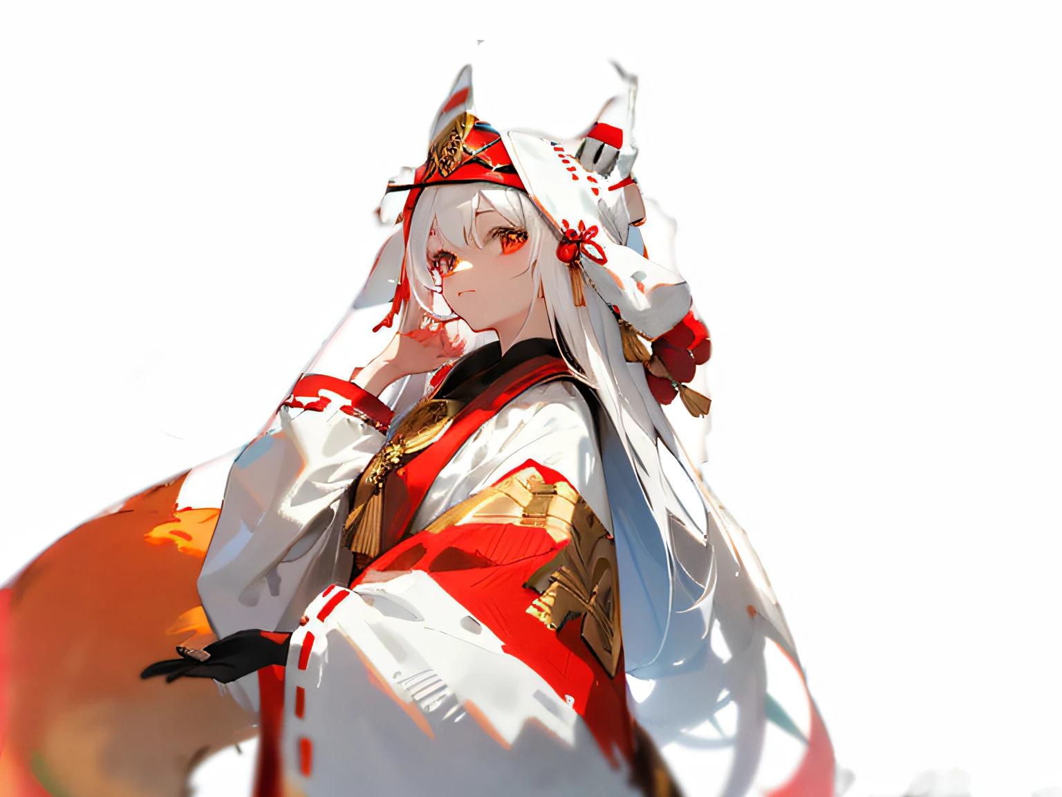 (Fox Maiden,white color hair),(The headdress comes in three colors: white, red and gold) --auto
