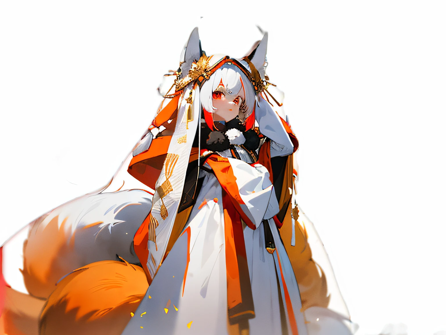 (Fox Maiden,white color hair),(The headdress comes in three colors: white, red and gold) --auto