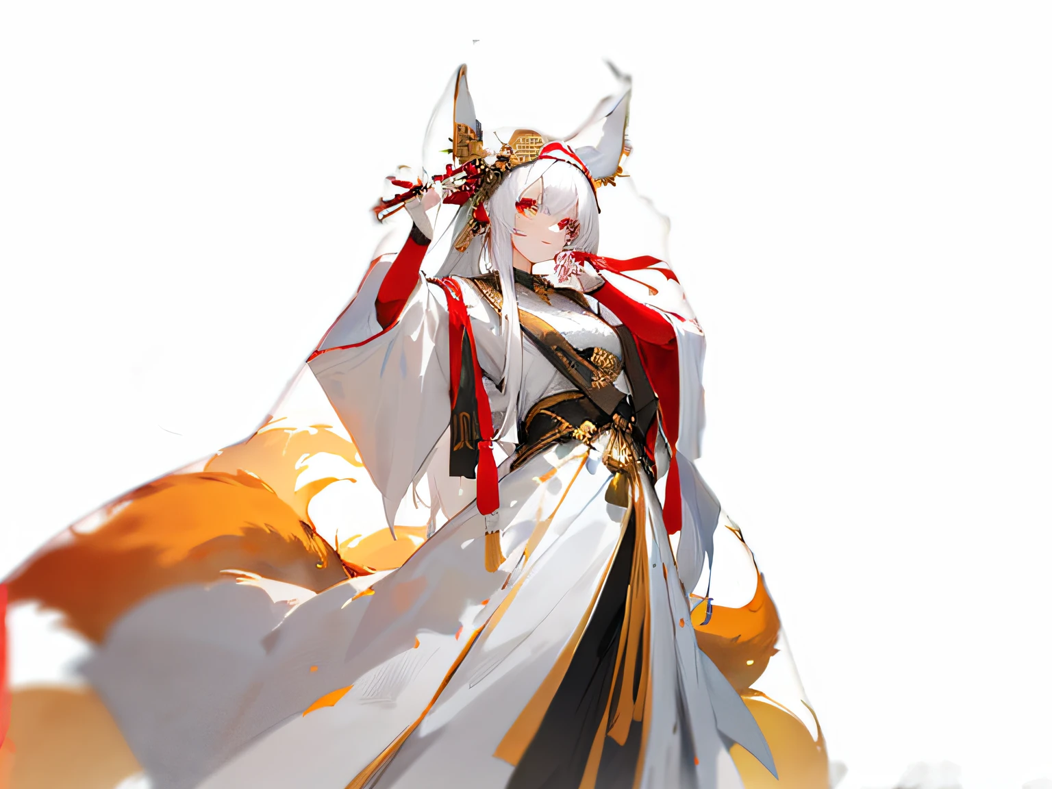 (Fox Maiden,white color hair),(The headdress comes in three colors: white, red and gold) --auto