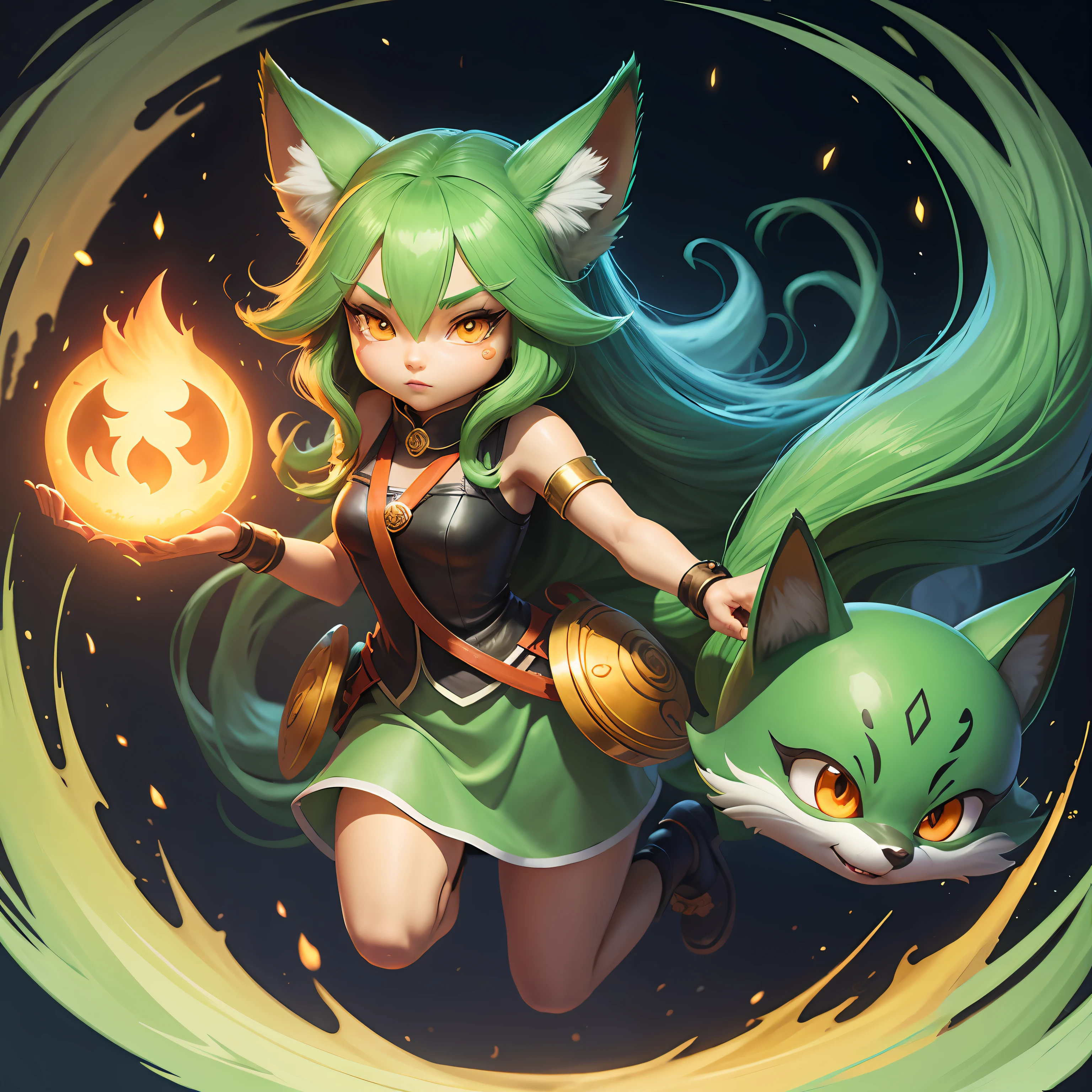 Journey,fox spirit,cartoonish style,Q version,Jade Face Princess,adolable,Game UI material --auto