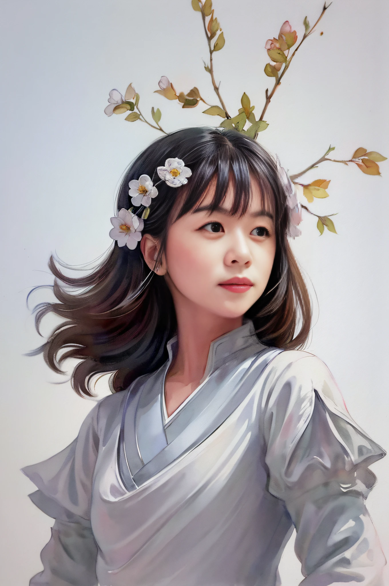 stechu,(white background:1.4), ((tachi-e)), original,(illustration:1.1),(best quality),(masterpiece:1.1),(extremely detailed CG unity 8k wallpaper:1.1), (colorful:0.9),(panorama shot:1.4),(solo:1.2), (ink splashing),(color splashing),((watercolor)), clear sharp focus,{ 1girl standing },((korean style )),flower background,outdoors,rocks, looking at viewer, make happy expressions,soft smile,pure,beautyfull detailed face and eyes,beautyfull intricacy clothing decorative pattern details, black hair,black eyes,colorwater
