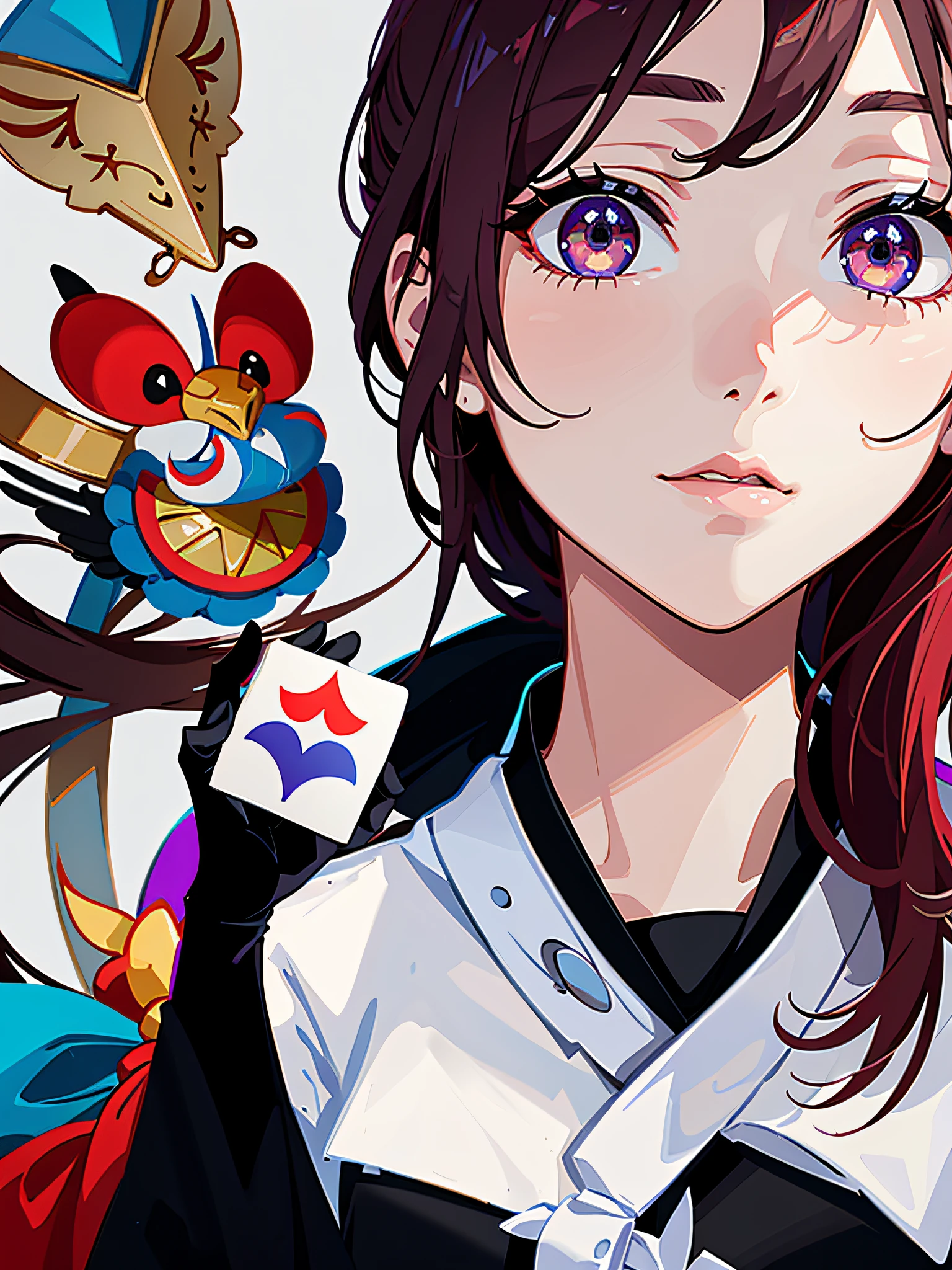 There was a woman holding a card in her hand, kanliu666, very very low quality picture, sakimichan, y 2 k cutecore clowncore, profile picture 1024px, inspirado por Kim Jeong-hui, xintong chen, Need for Shin Jin-young, Extremely high quality, wenfei ye
