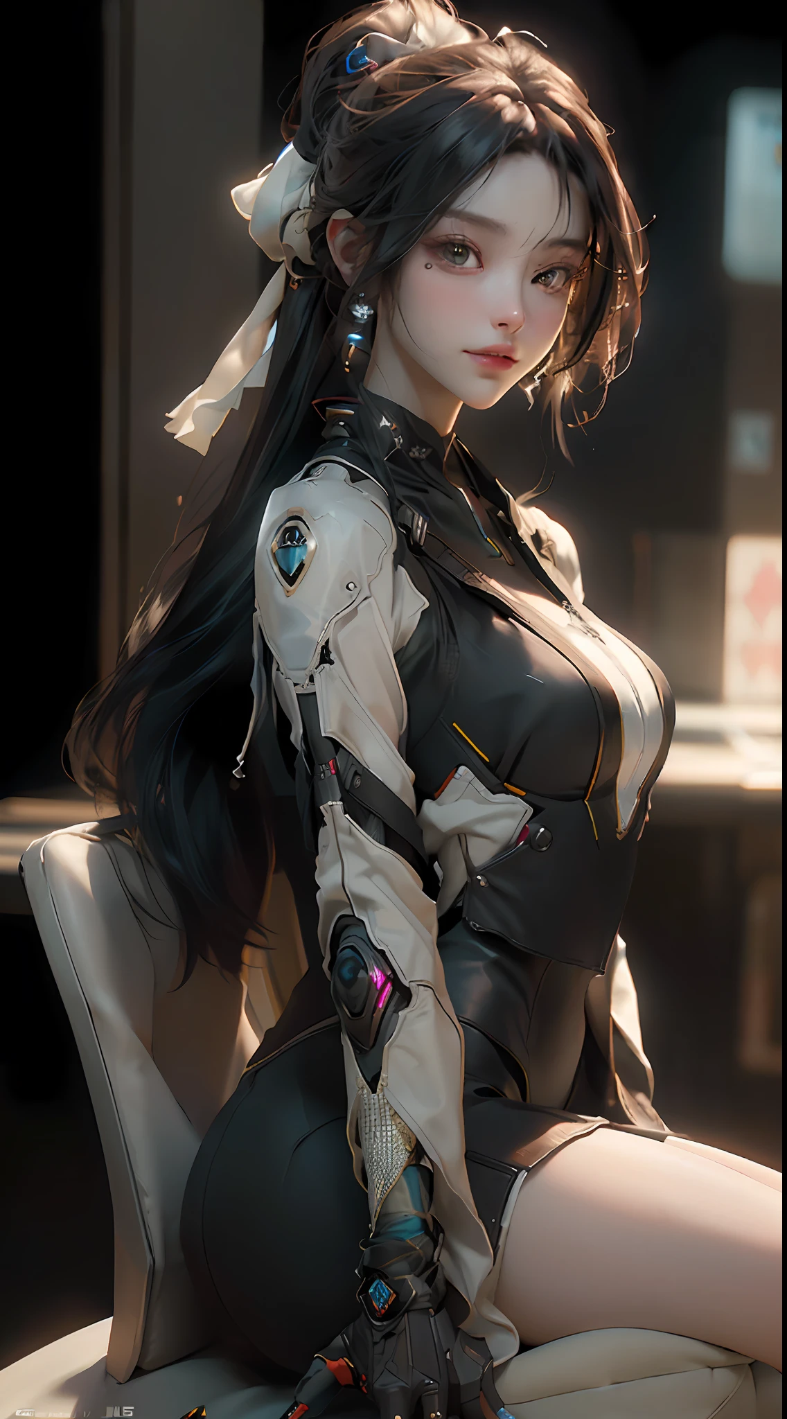 ((Best quality)), ((masterpiece)), (detailed:1.4), 3D, an image of a beautiful cyberpunk female,HDR (High Dynamic Range),Ray Tracing,NVIDIA RTX,Super-Resolution,Unreal 5,Subsurface scattering,PBR Texturing,Post-processing,Anisotropic Filtering,Depth-of-field,Maximum clarity and sharpness,Multi-layered textures,Albedo and Specular maps,Surface shading,Accurate simulation of light-material interaction,Perfect proportions,Octane Render,Two-tone lighting,Wide aperture,Low ISO,White balance,Rule of thirds,8K RAW,