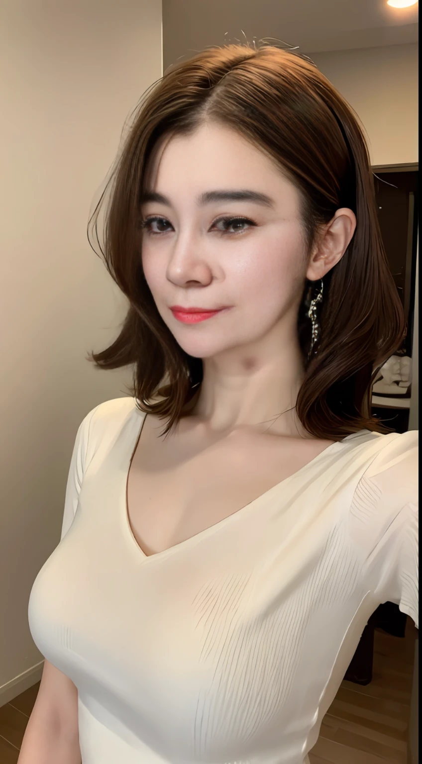 ((Best Quality, 8K, Masterpiece: 1.3)), 1girl, Slim Abs Beauty: 1.3, (Hairstyle Casual, Big Breasts: 1.2), Dress: 1.1, Super Fine Face, Delicate Eyes, Double Eyelids, Smile, Home