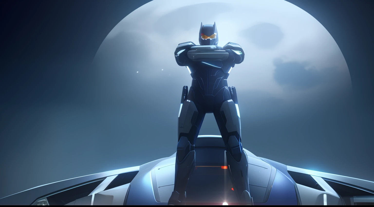 Close-up of a person standing in a car before a full moon,, star citizen halo, StarCraft 2 video game characters, tom cruise as kenshiro, star citizen, 《Overwatch》Sigma, ps5 cinematic screen capture, Adam Driver as Master Chief, blue moon ray tracing, Cristiano Ronaldo as Batman, star citizen digital art