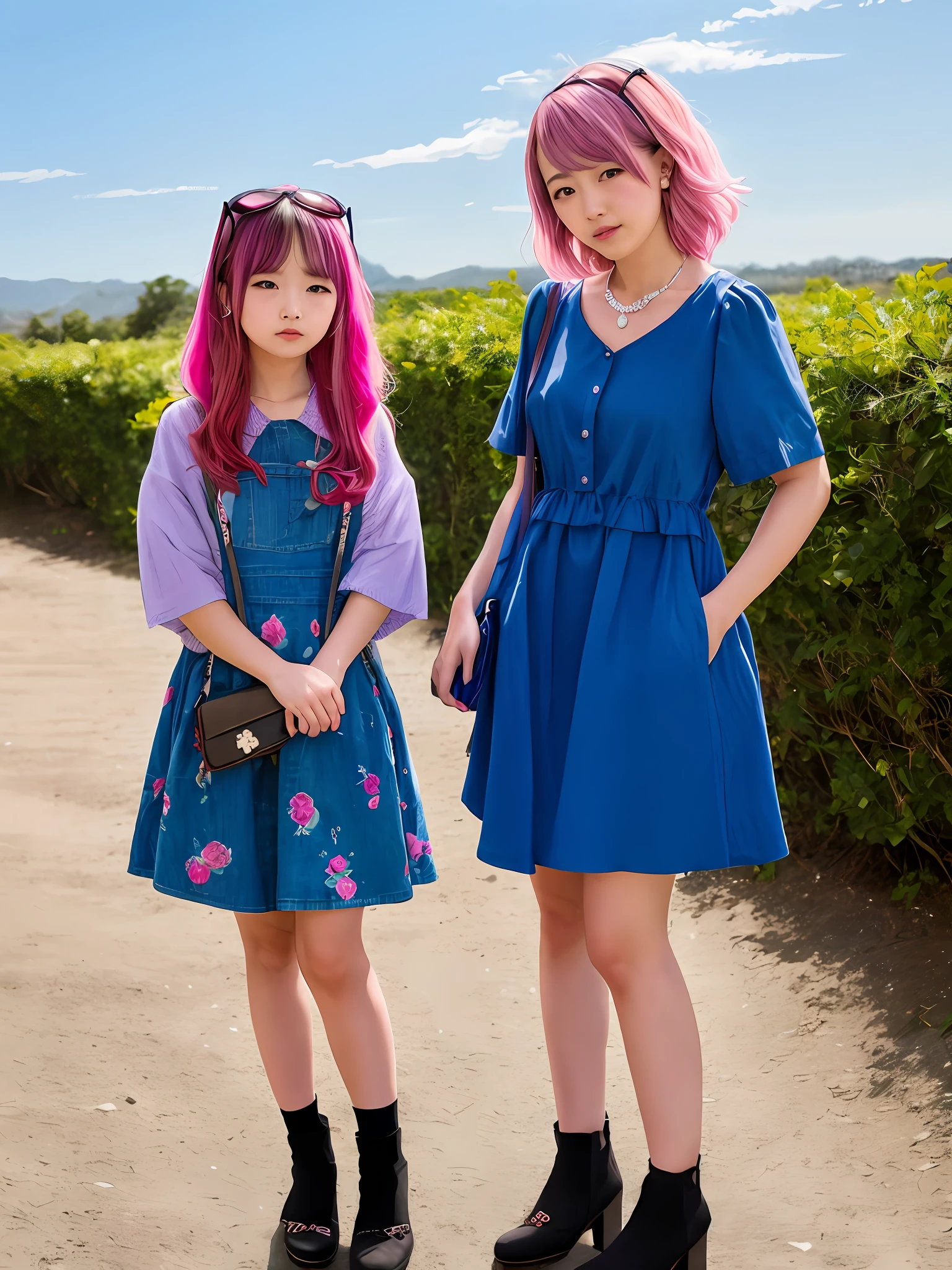 Two-dimensional royal sister pink hair