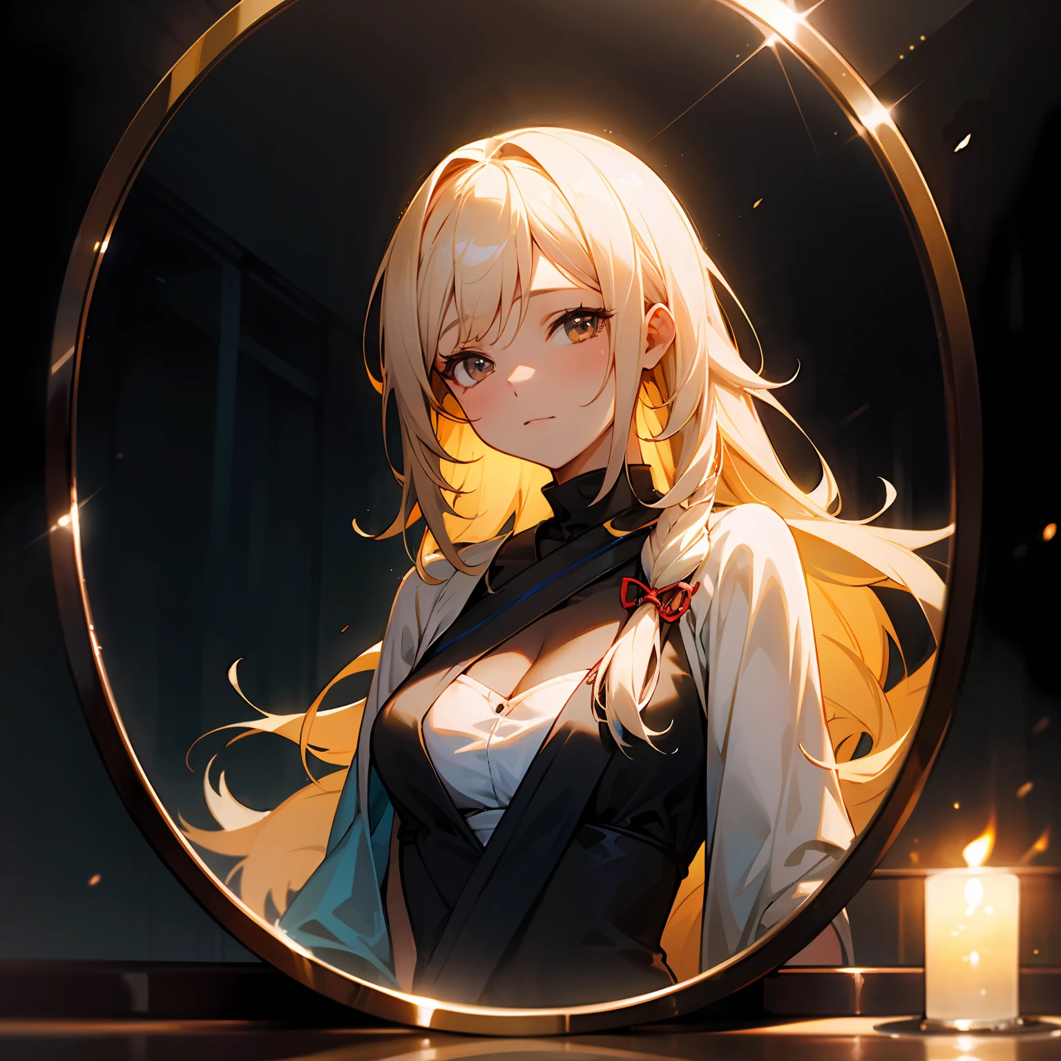 zori,glass,Long-haired girl,Vacated,Light,HD beauty CG