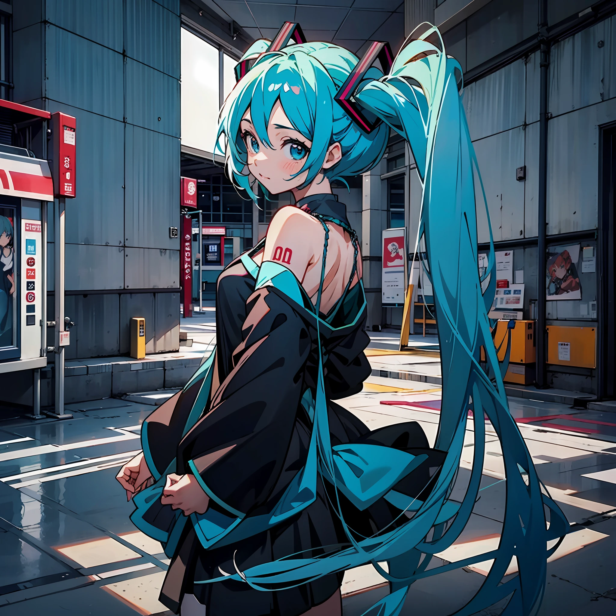 Anime girl with long hair and blue eyes standing in a building, style of anime4 K, Hatsune Miku, 4K anime wallpaper, Anime wallpaper 4 k, Anime wallpaper 4K, Portrait of Hatsune Miku, Anime girl with teal hair, Hatsune Miku short hair, Anime art wallpaper 4k, Anime art wallpaper 4 K, ultra hd anime wallpaper