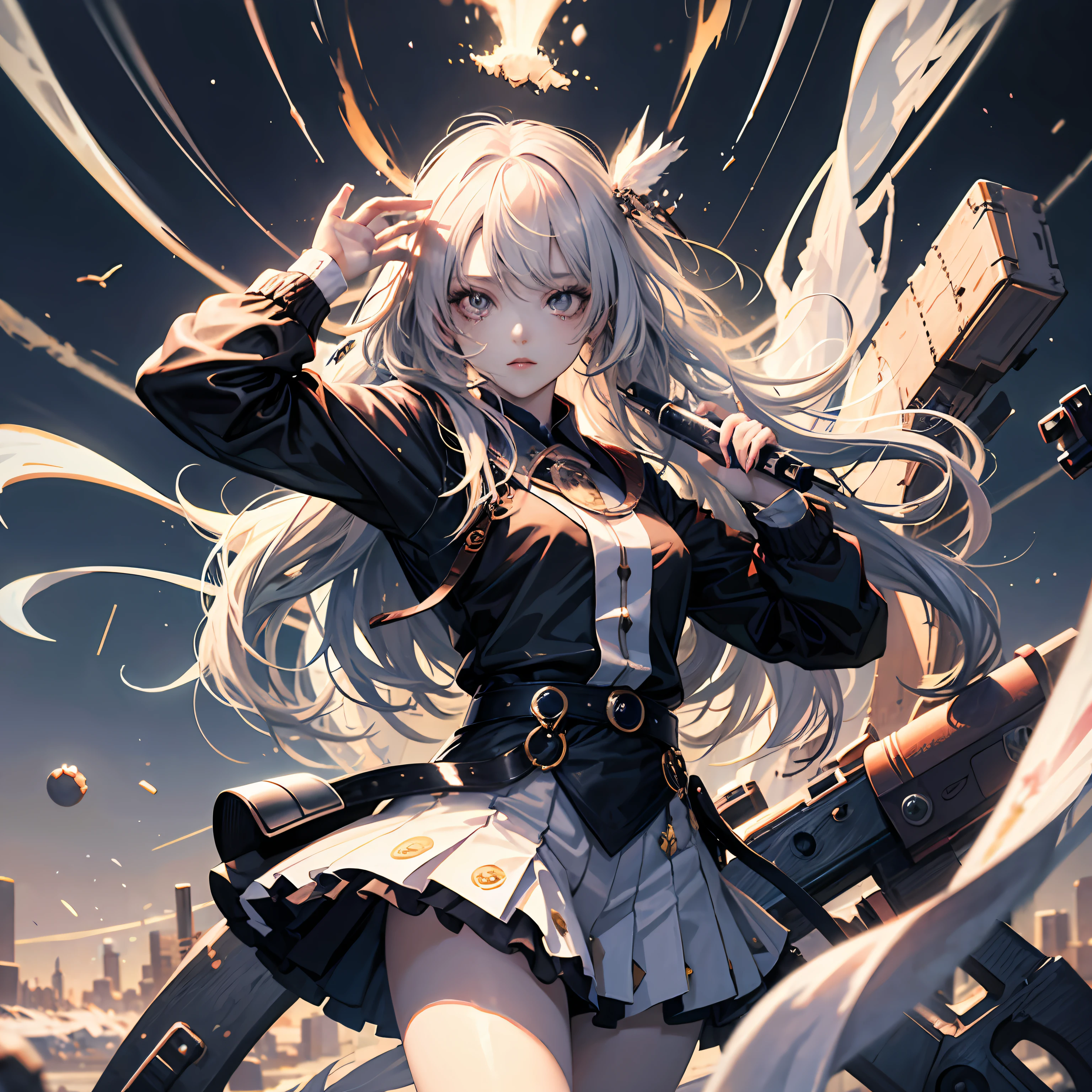 (Nugochan:1.0), Painting, Eye Bags, Manga, Long Hair, Magical Girl, Monochrome --auto