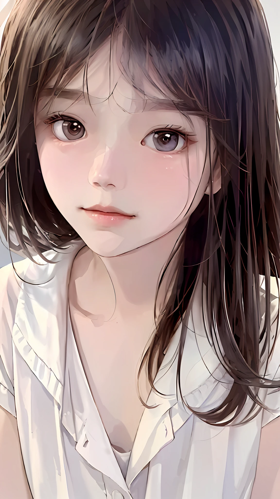 original,(illustration:1.1),(best quality),(masterpiece:1.1),(beautiful and clear background:1.25),(extremely detailed CG unity 8k wallpaper:1.1),
1girl, flat bangs, stunning innocent symmetry face, shirt, emotional, ulzzang, (PureErosFace_V1:0.7)