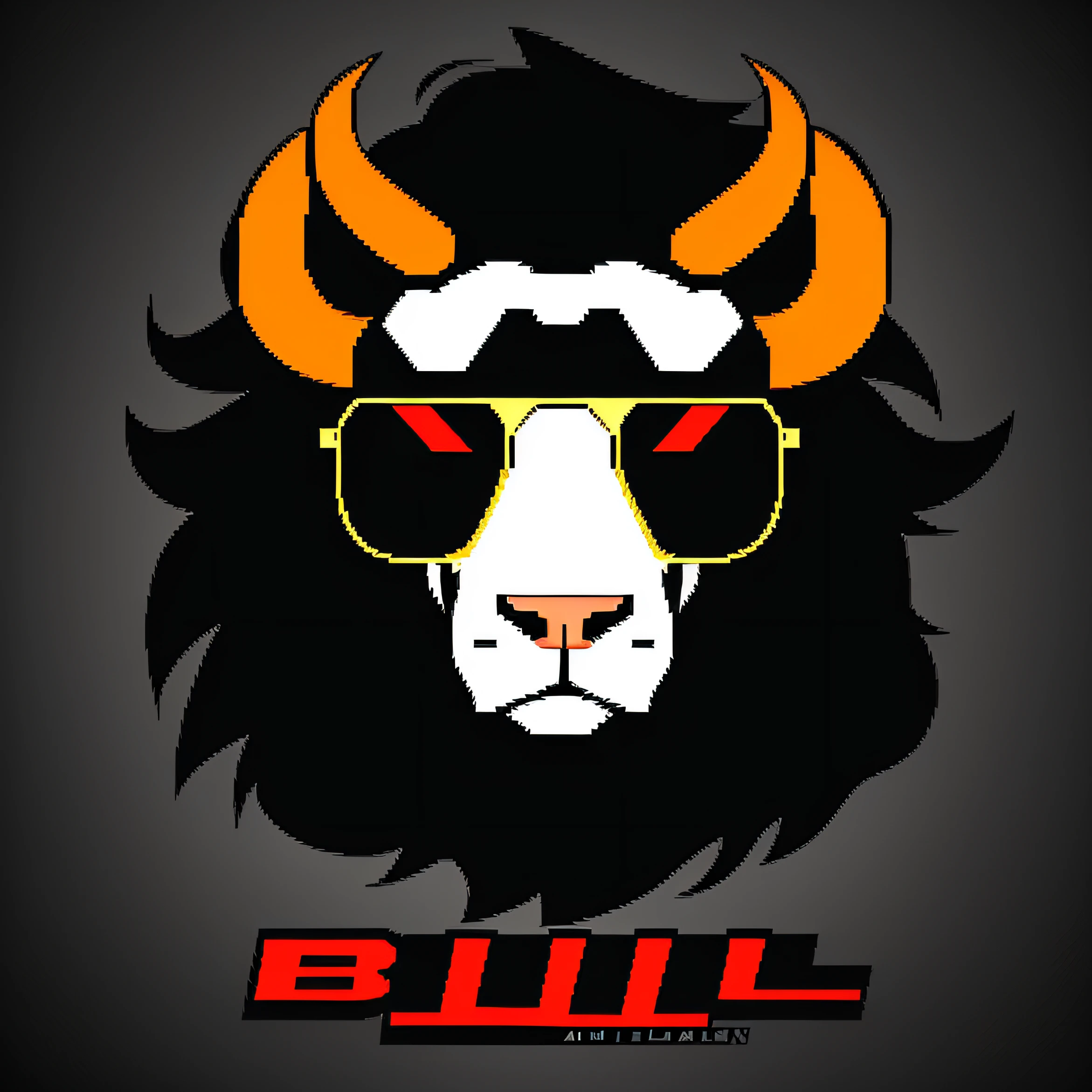 it's a LOGO，Simple, the main body is only a bull head with sunglasses，pixel art --auto