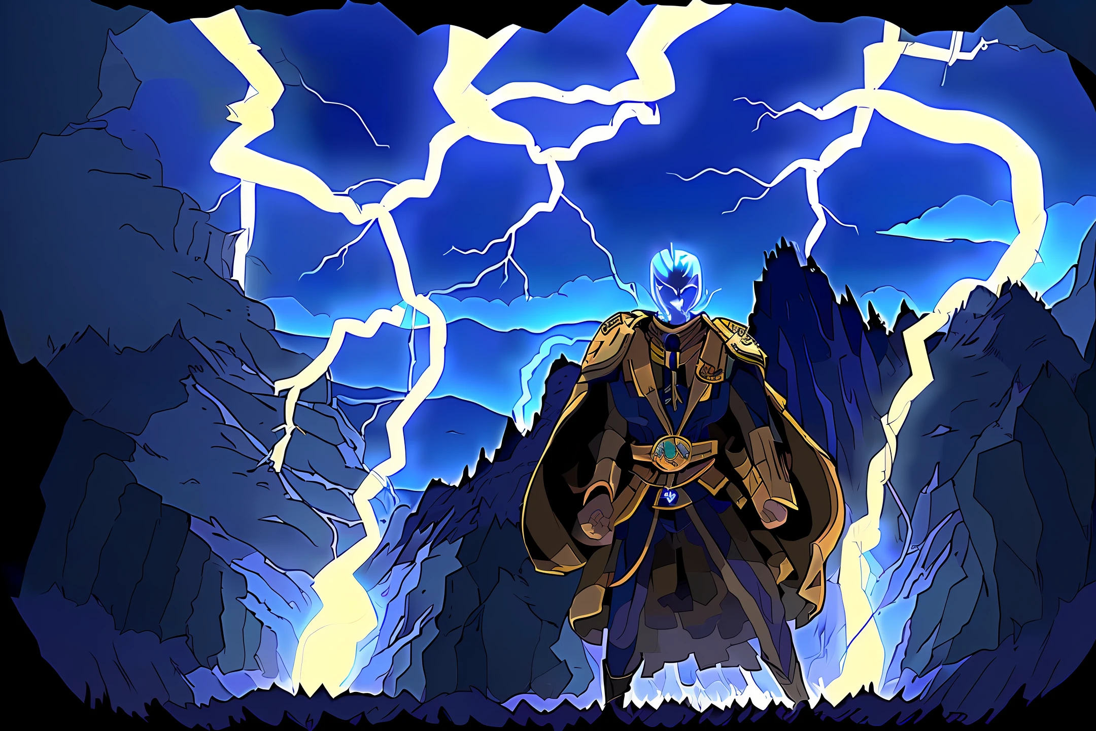 The handsome man was surrounded by thunder and lightning and a dark aura