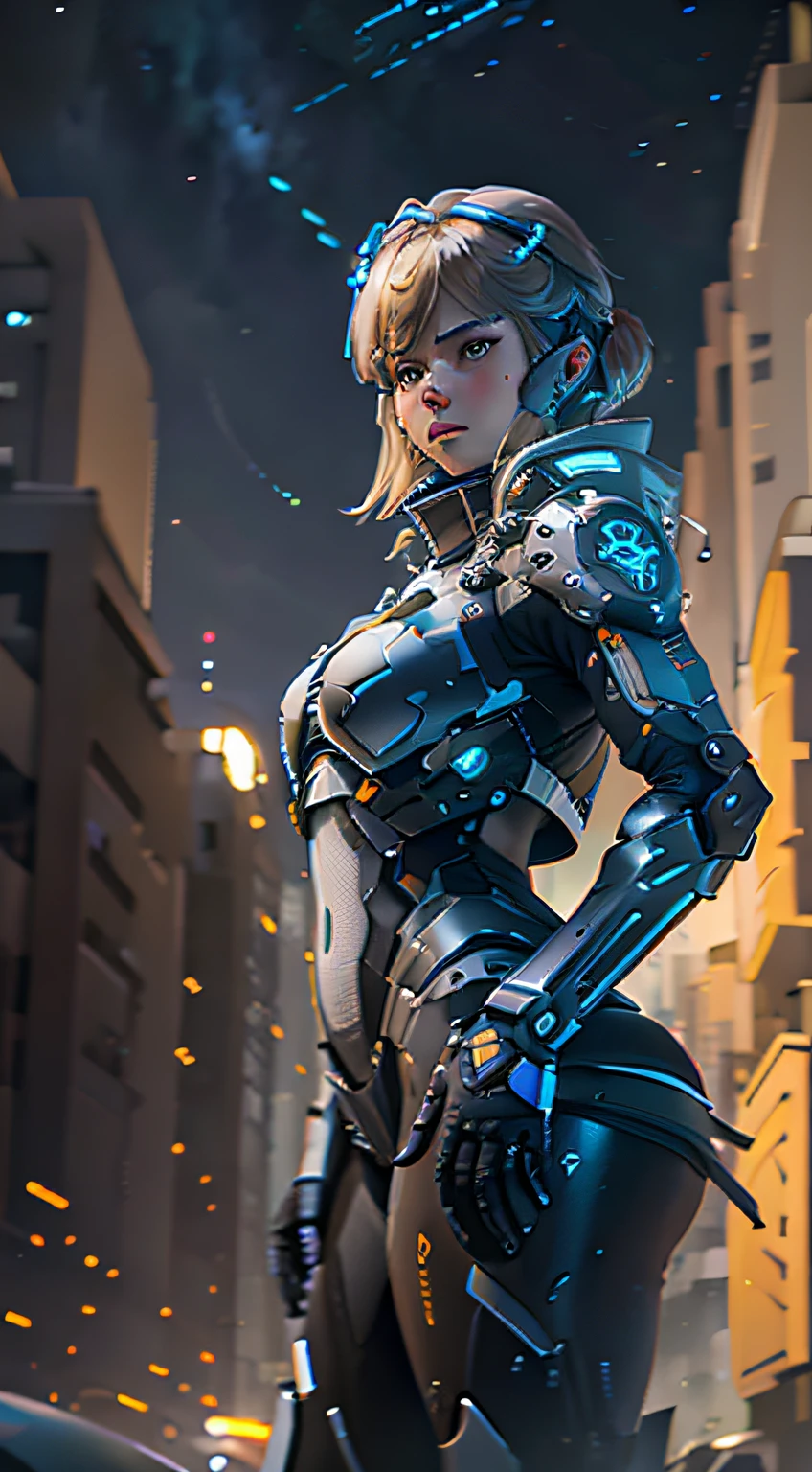 Close-up of a person standing in front of a car before a full moon,, star citizen halo,, , star citizen, 《Overwatch》Sigma, ps5 cinematic screen capture, star citizen digital art，Mecha Sky --auto