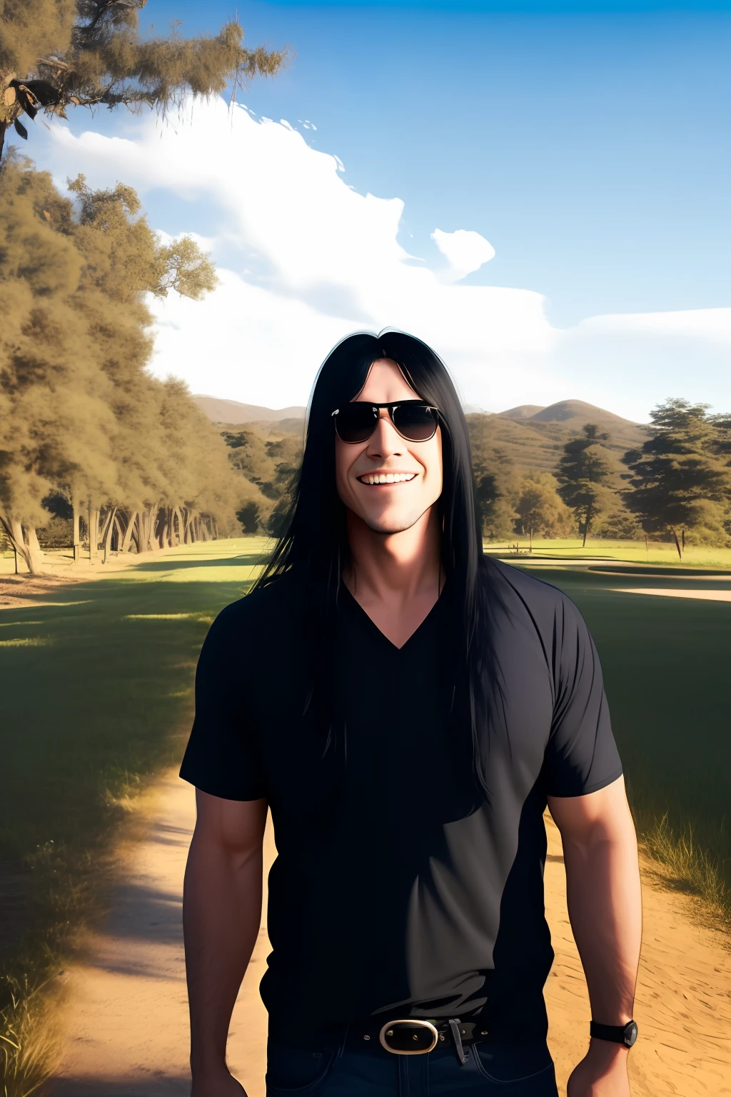 Men with long black hair，chies，rays of sunshine，evil
