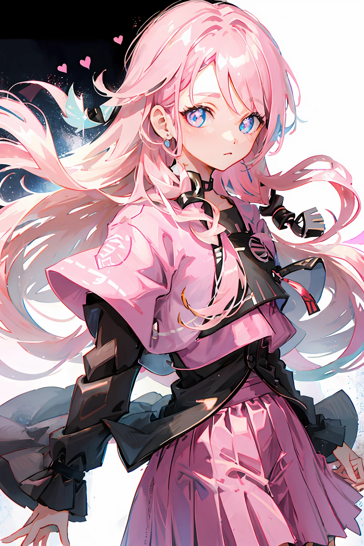 Two-dimensional pink hair pink pupil pink clothes