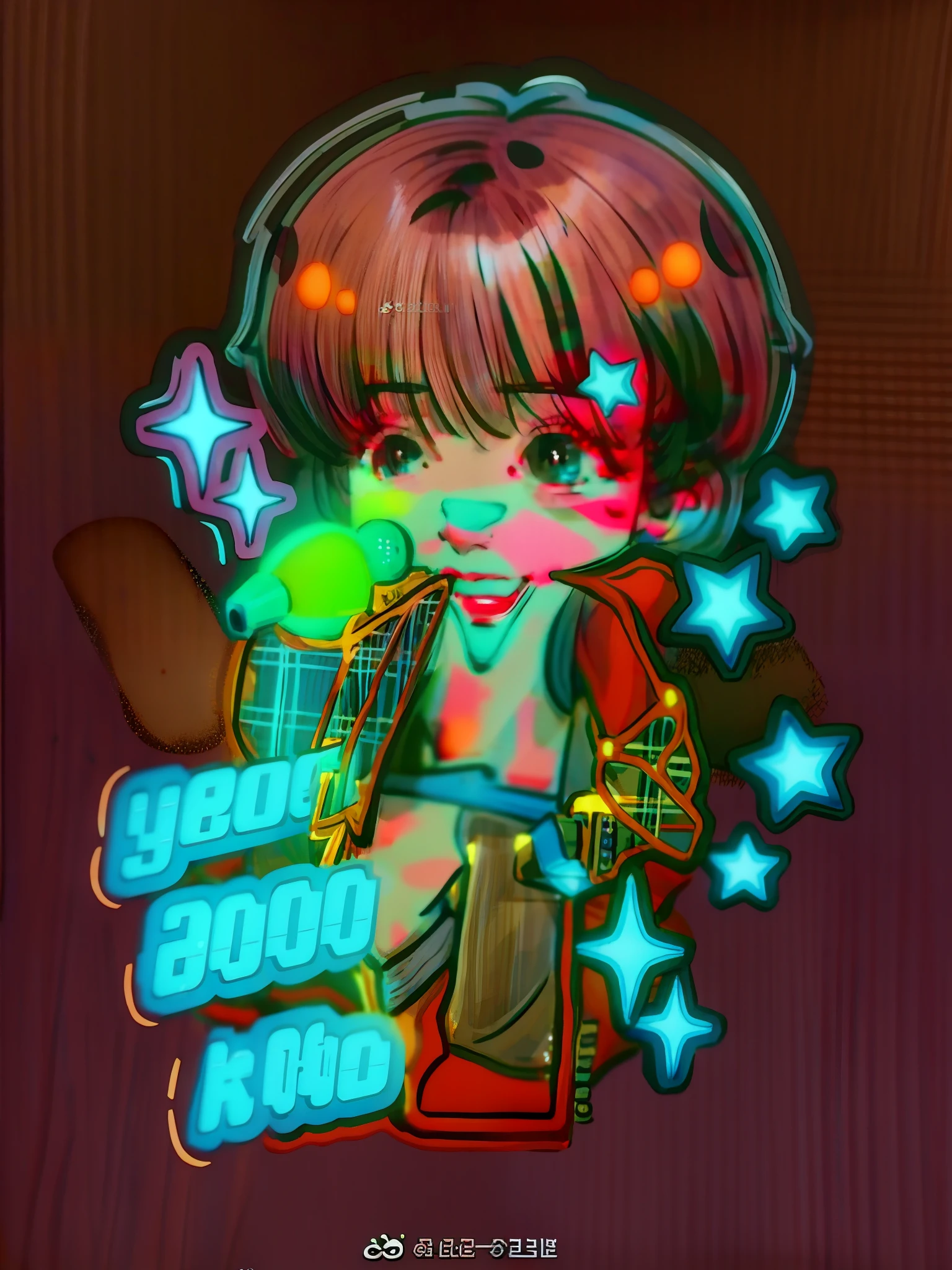 A cartoon boy wearing a microphone and a star on his head, official fanart, young idol, lovely art style, korean kpop star, Korean Idol, 2 0 2 5 popstar comeback single, and 2K K-pop stars, Hallyu amino, portrait of kpop idol, Y2K!!!!!!, jungkook