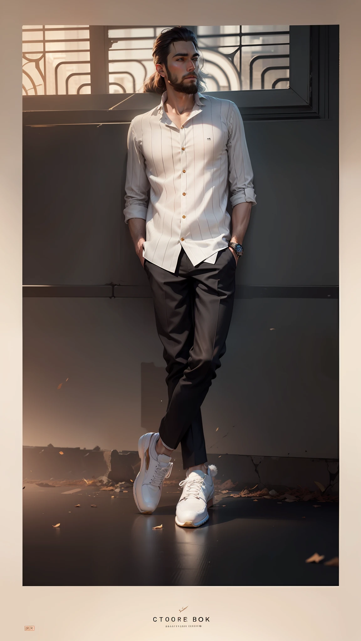 Change background cinematic handsome boy, ultra realistic face, 8k ultra realistic, short beard, stylish long hair, stylish cloths.
