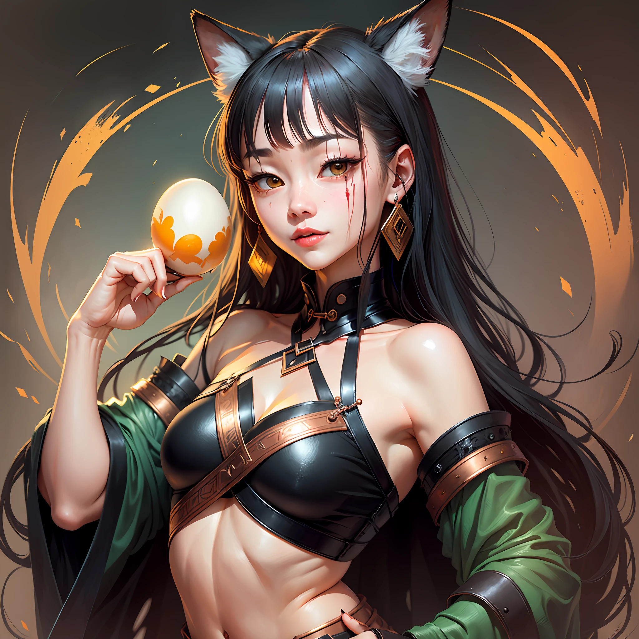 The bird's waist-length black hair is held up with a jade hairpin,Sideburns on the side of the face define the shape of the face。Goose egg face willow leaf eyebrows。Painted in black with copper dai,A pair of fox eyes,Wrap the shading around the light with a cloth band,Gray eyelashes are thick, and the tails of the eyes are raised,The red nevus falls on the folds of both eyelids at the end of the left eye。The corners of the mouth are naturally hooked and the lip beads are pronounced,The lips are thin, often pursed with various colors of lipstick, and the blood color is embellished。A dimple is embellished on the left cheek, and if you don't smile, you will hide。Born of disease, coupled with the paleness of the skin that has not been seen for a long time, the touch is delicate and soft,The knuckles are clearly defined and slightly thinner,The body is slender and slender,The waist is gripped