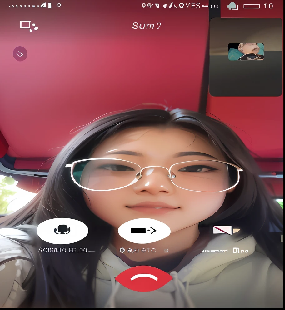Close-up of a woman with glasses on her phone, tiktok video, south east asian with round face, front-facing looking at camera, instagram story, face with artgram, Ruan cute vtuber, YouTube video screenshots, Asian face, low quality video, snapchat photo, front-facing looking at camera, tiktok, snapchat story screenshot, personal profile picture, with round face --auto