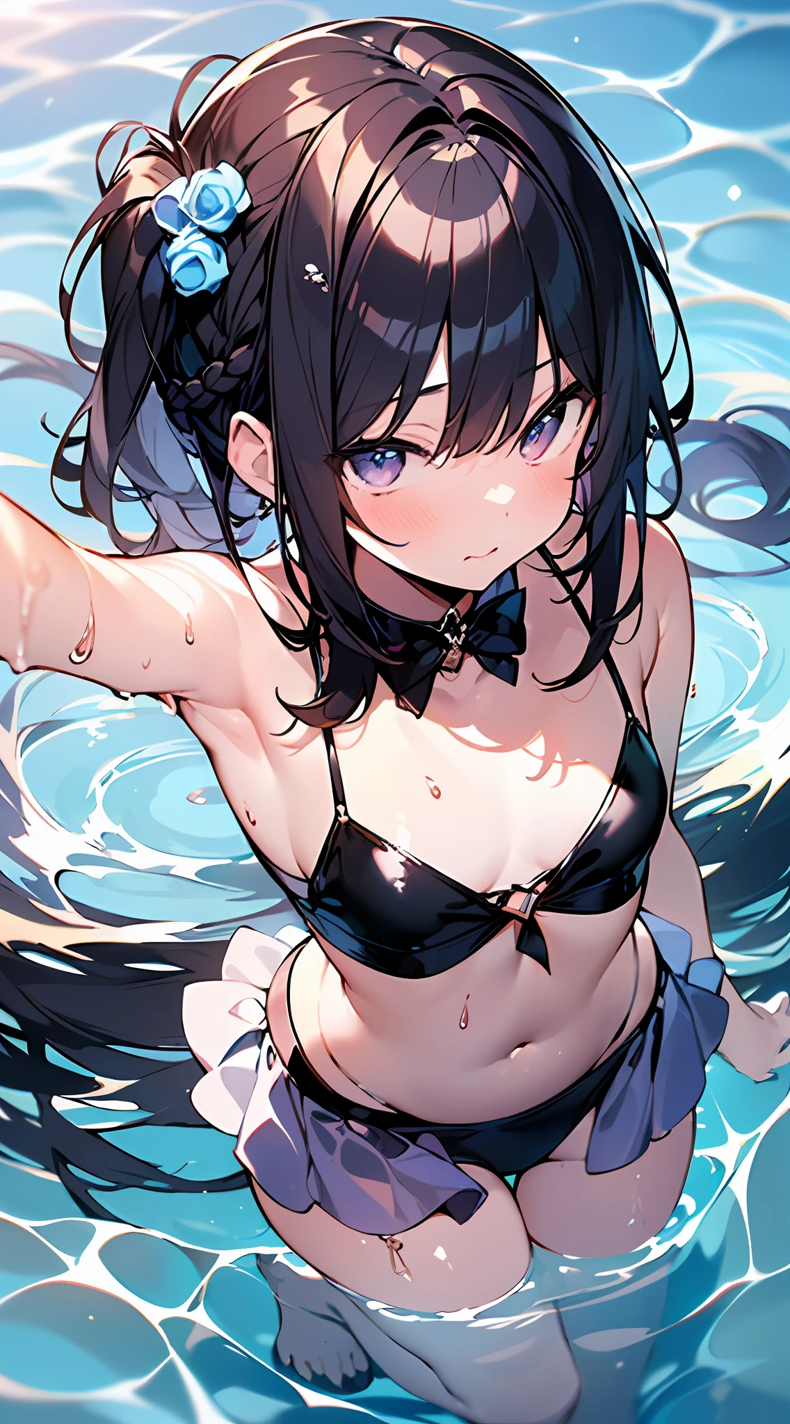 (Incredibly ridiculous absolute resolution:1.5)、Anime girl in glamorous bikini, anime moe art style, Seductive Anime Girl,Anime , 8k Manga Wallpapers,((small curvy loli pretty anime girl,((swimming pools))、(The length of hair to the shoulders)、(short braided hair)、Beautiful anime girl, (Anime Girl), clean detailed anime art