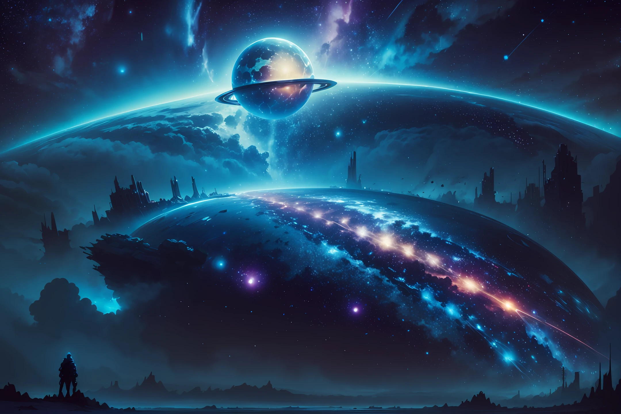 the starry sky, the planet, Futurism, cinematic lighting, masterpiece --auto --s2