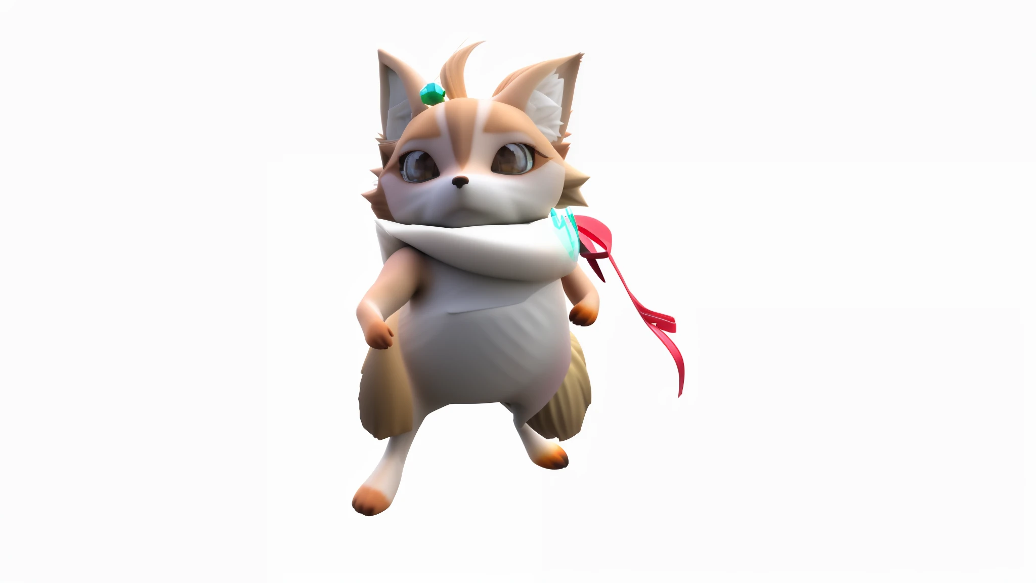 There was a fox standing,The little fox, From NCSOFT, Anthropomorphic beautiful fox, Human fox, Anime Fox, cute 3 d render, Cute elves,Cute and translucent eyes,white backgrounid