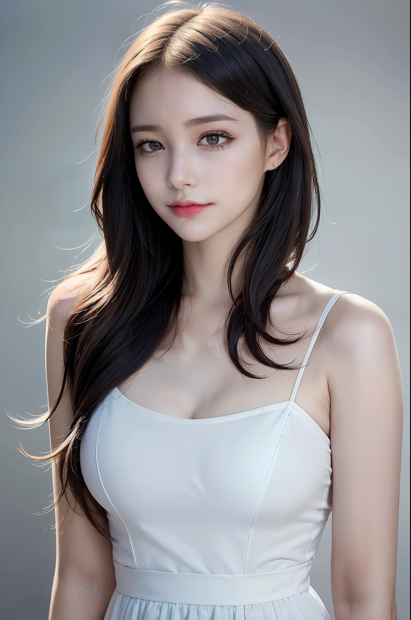 photo of a 18 y.o girl, beautiful vintage color, instagram (photorealistic, high resolution:1.4), ((puffy eyes)), looking at viewer, , full body (8k, RAW photo, best quality, masterpiece:1.2), (realistic, photo-realistic:1.37), (sharp focus:1.2), professional lighting, photon mapping, radiosity, physically-based rendering, (pale skin:1.2), (medium breasts:1.2), looking at viewer, (middle hair:1.5), portrait, purple eyes, (sliver hair:1.1), bangs, (simple background:1.4), solo, upper body, realistic, (masterpiece:1.4), (best quality:1.4), (shiny skin), fashion girl, makeup, smile(skinny, closed mouth,shy:1.3), (sheer sun dresses:1.5513), (standing:1.1), medium bust, sexy pose, {NSFW:1.2},