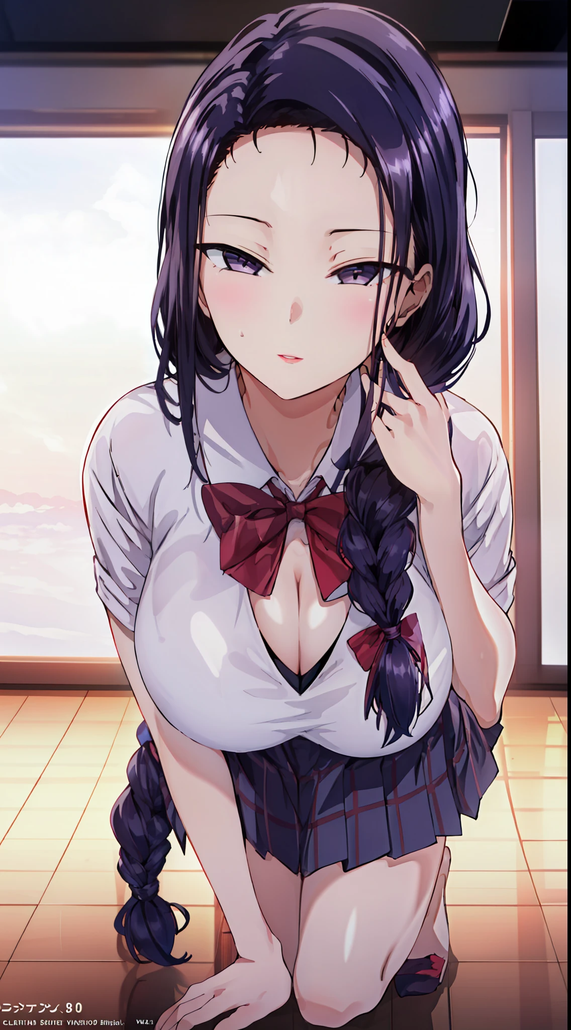 (Night:1.7), gal, classroom, squeze breast,
(school_gal_uniform:1.3),cleavage,
red_hair, long_hair, hair_pulled_back,parted_lips,purple_eyes, braid,
1 girl, 24yo,mature female,Beautiful Finger,Beautiful long legs,Beautiful body,Beautiful Nose,Beautiful character design, perfect eyes, perfect face,
looking at viewer, in the center of the image,official art,extremely detailed CG unity 8k wallpaper, perfect lighting,Colorful, Bright_Front_face_Lighting,
(masterpiece:1.0),(best_quality:1.0), ultra high res,4K,ultra-detailed,
photography, 8K, HDR, highres, absurdres:1.2, Kodak portra 400, film grain, bokeh:1.2, lens flare, (vibrant_color:1.2)
(Beautiful,large_Breasts:1.4), (beautiful_face:1.5),(narrow_waist), full body shot, perfect finger, perfect toes