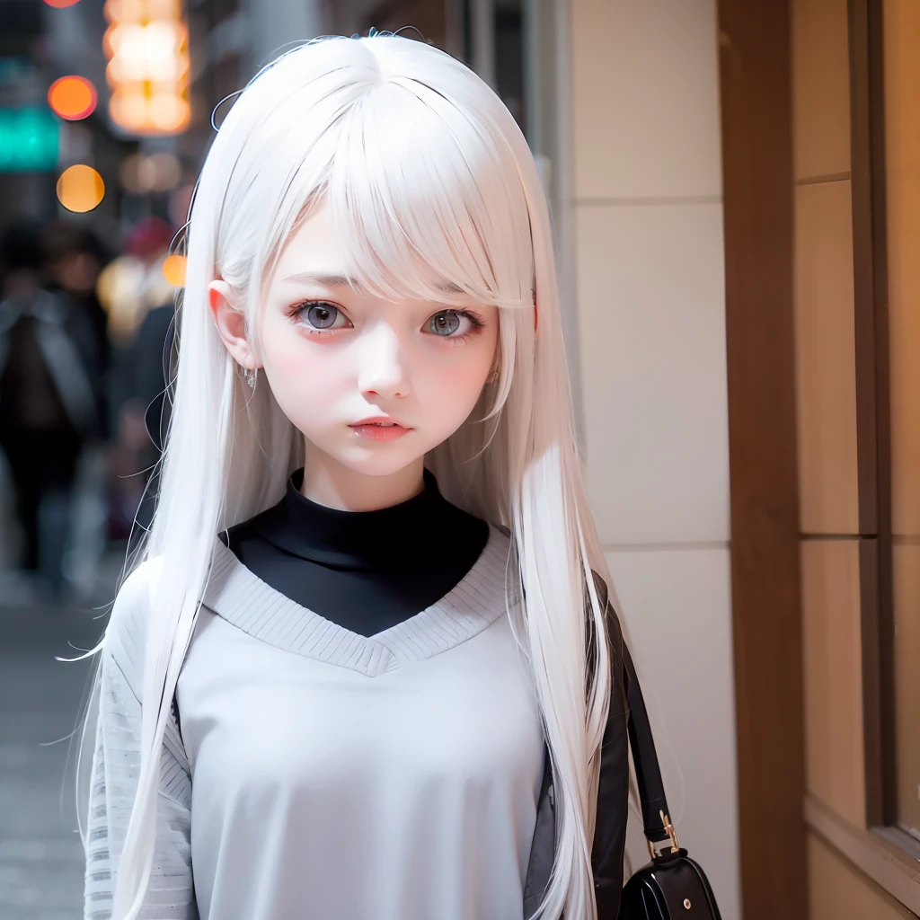 teens girl，quadratic element，White hair，Cold，Need