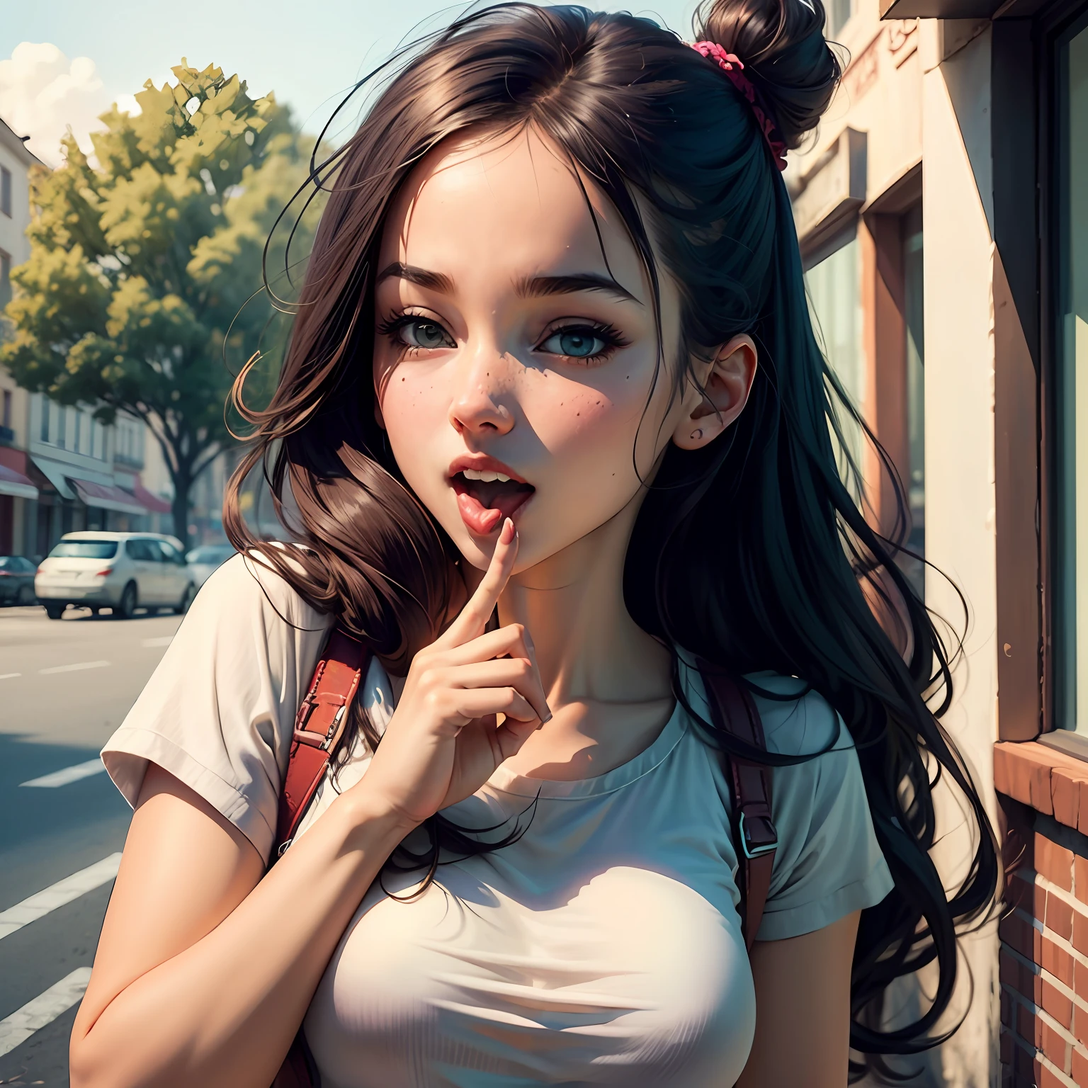 Two-dimensional beautiful girl licking her fingers --auto