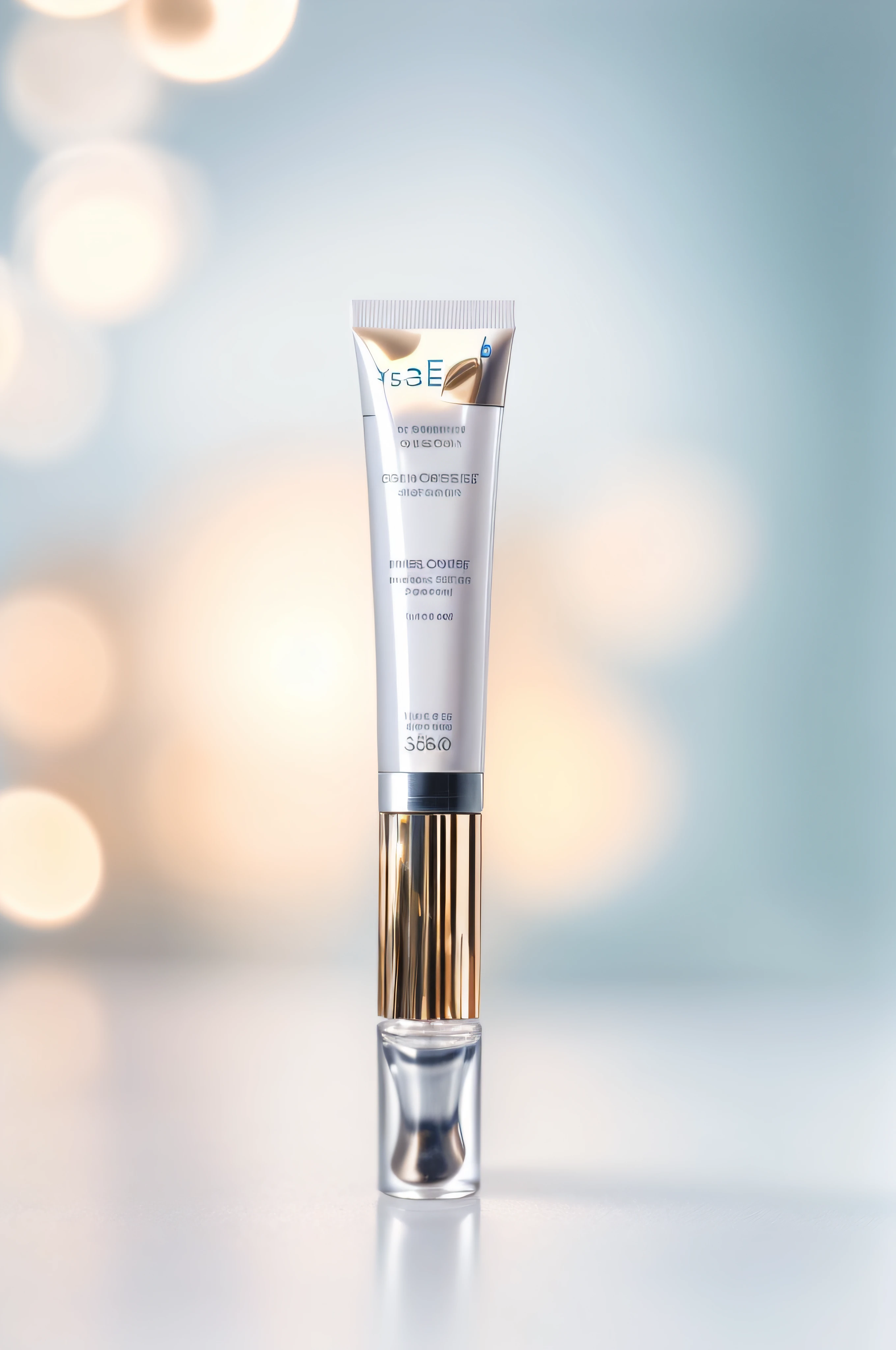 Close-up of a tube of eye cream, intense look, professional product photo, professional product shot, mediating, close-up product photo, Product photo, volumettic light, Masterpiece, Intense, beauty shot, 33mm, 3 3 mm, full product shot, crisp face, textured base ; product image, Reflective skin, products shot