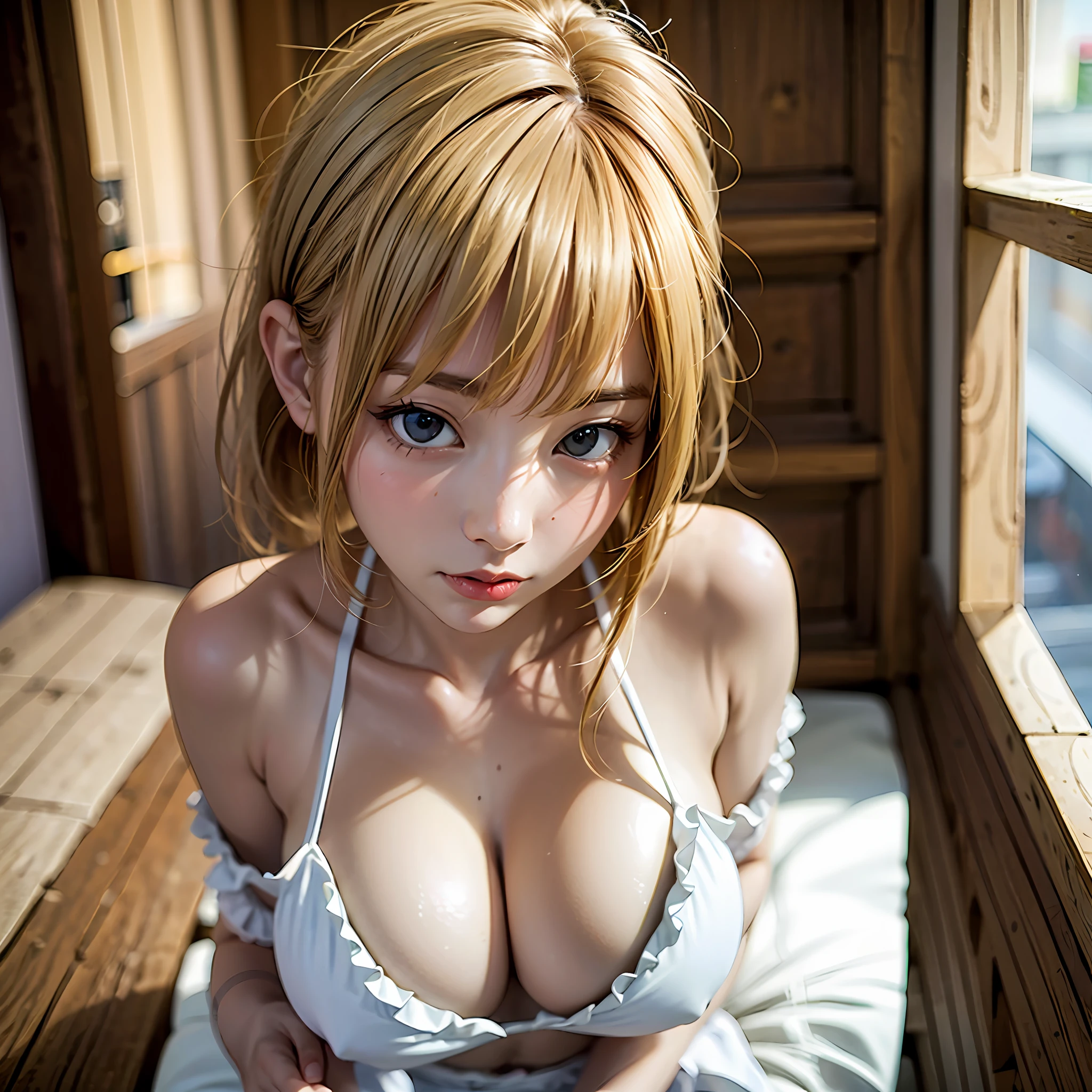 Beautiful blonde girl、gravure、Bikini with ruffles
