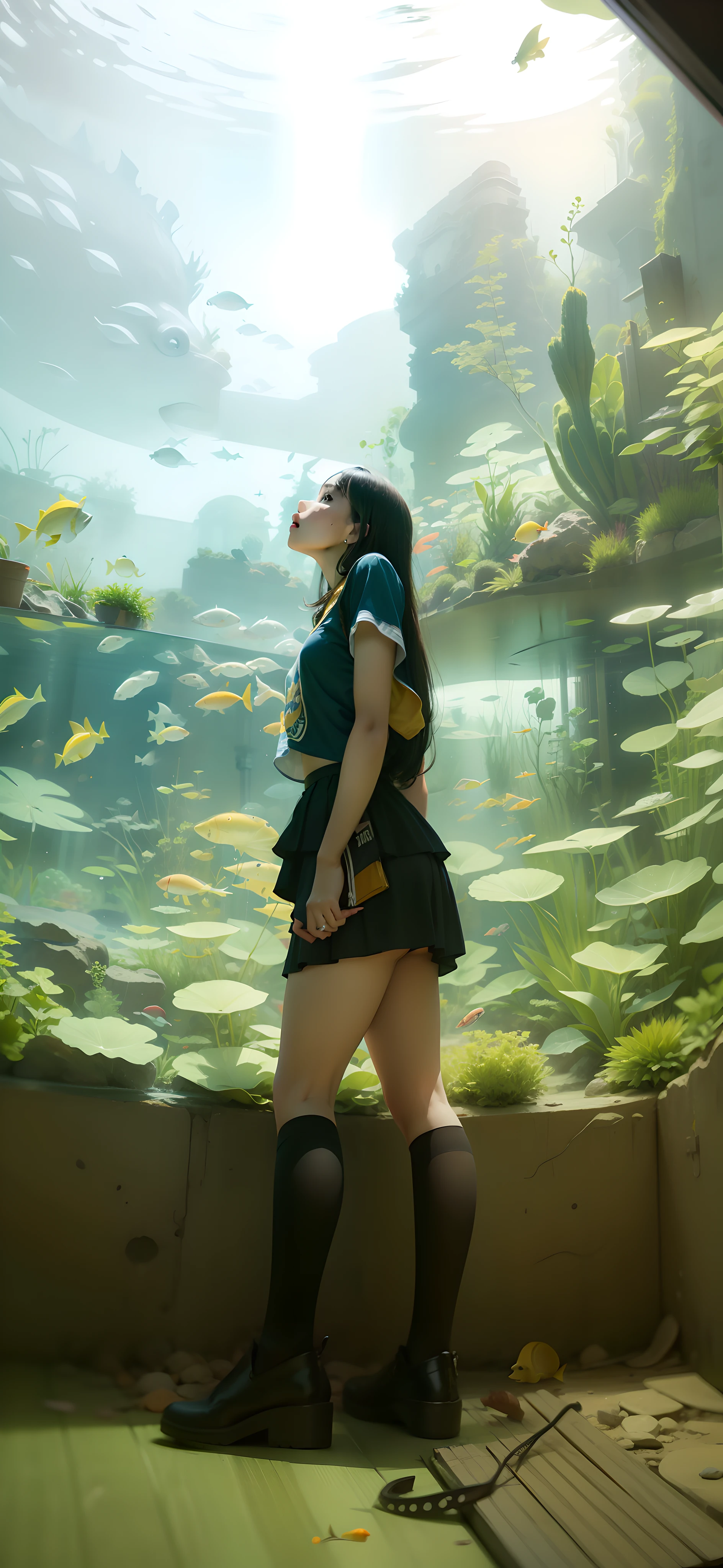 s girl,Oceanarium,Tank,short skirt,Look up