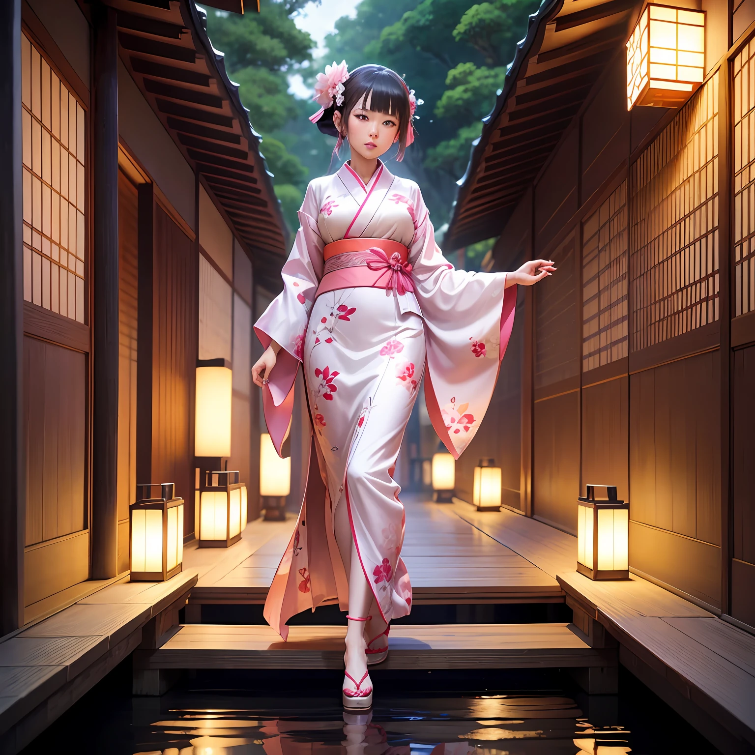 1
Alabi woman standing on bamboo deck in kimono, komono, in a kimono, Japanese goddess, beautiful and seductive anime woman, yukata clothing, Pink kimono, Japanese kimono, Anime goddess, in a kimono, wearing a long flowing robe, cute anime waifu in a nice dress, Wearing a kimono, classic kimono, Beautiful anime girl, Beautiful anime girls,bamboo forrest
