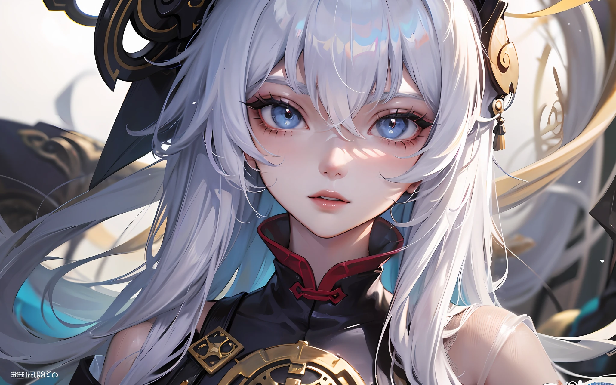 close-up of a woman with white hair and white mask,Belle peinture de personnage,Guviz,Guviz-style artwork,white-haired god,Yang J,Epic and beautiful character art,Stunning character art,FAN Qi,Wu Zhun Shifan,Guvitz at the Pixiv Art Station,The kinky is exposed