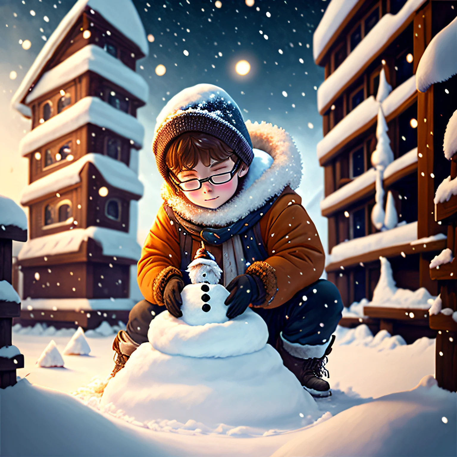 Miracle warms the protagonist building a snowman --auto