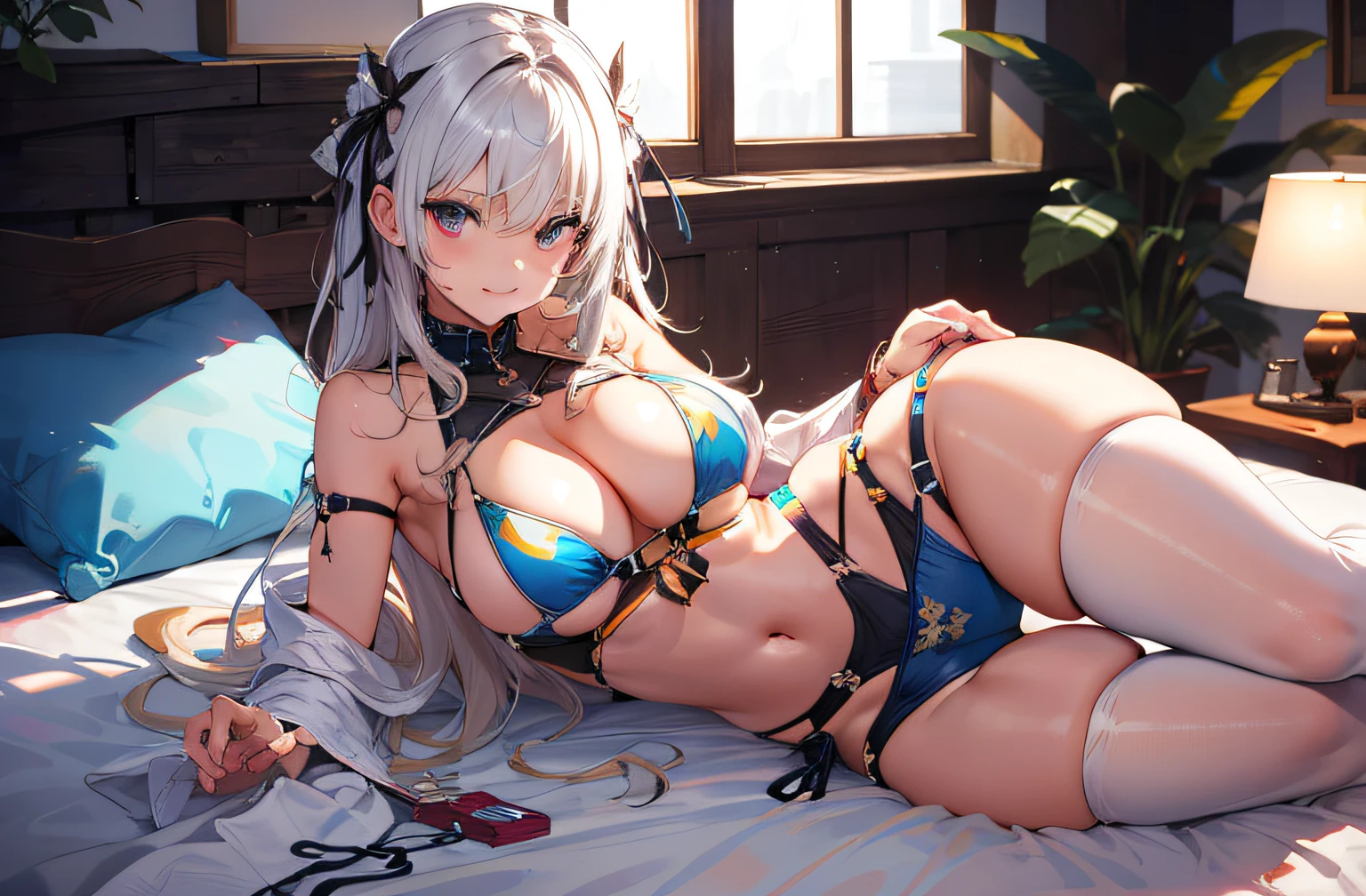 massive breasts, cleavage, tiny bikini