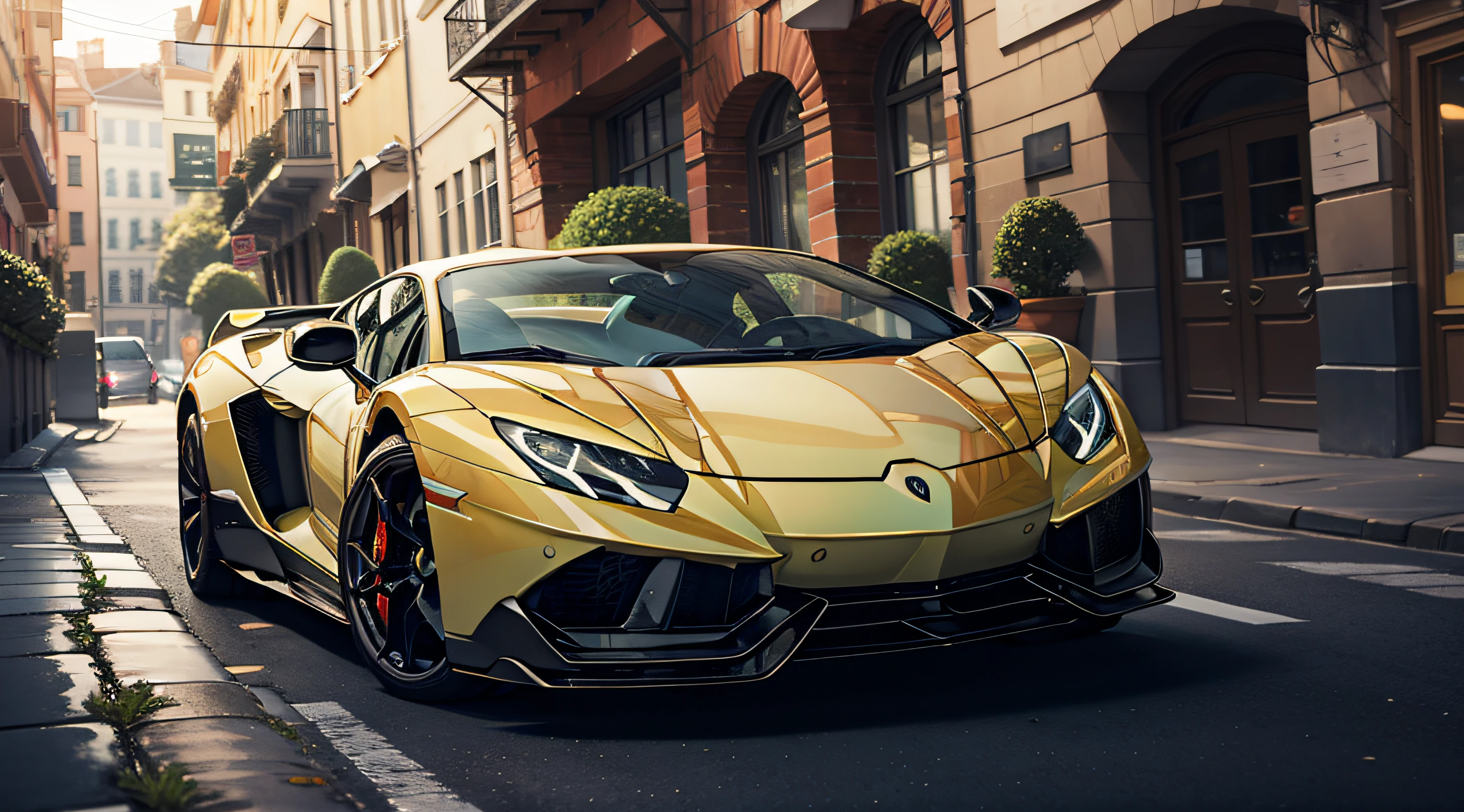 Driving a Lamborghini sports car,In nice streets