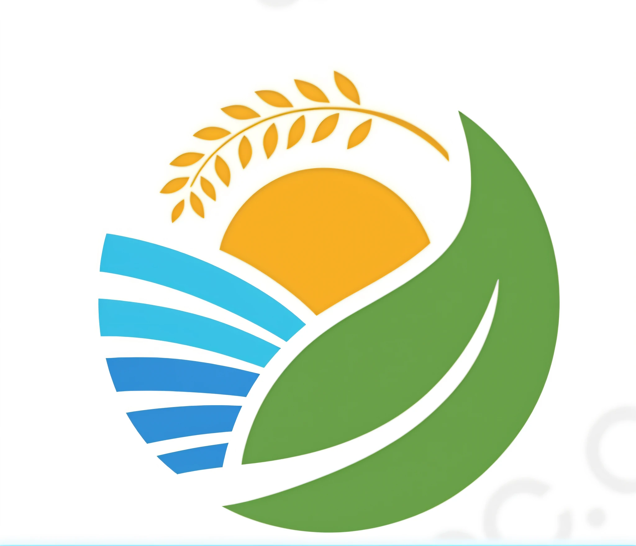 Close-up of logo with sun and leaves, No crops, logo without text, uncrop, Best logo, logo, logo, 2 5 6 x 2 5 6 pixels, farms, sfv, Profile image, the sunset, Central Farm, Farming, environment, enviroment, farmer, offcial art, unused design, clean logo, Sunny environment --auto