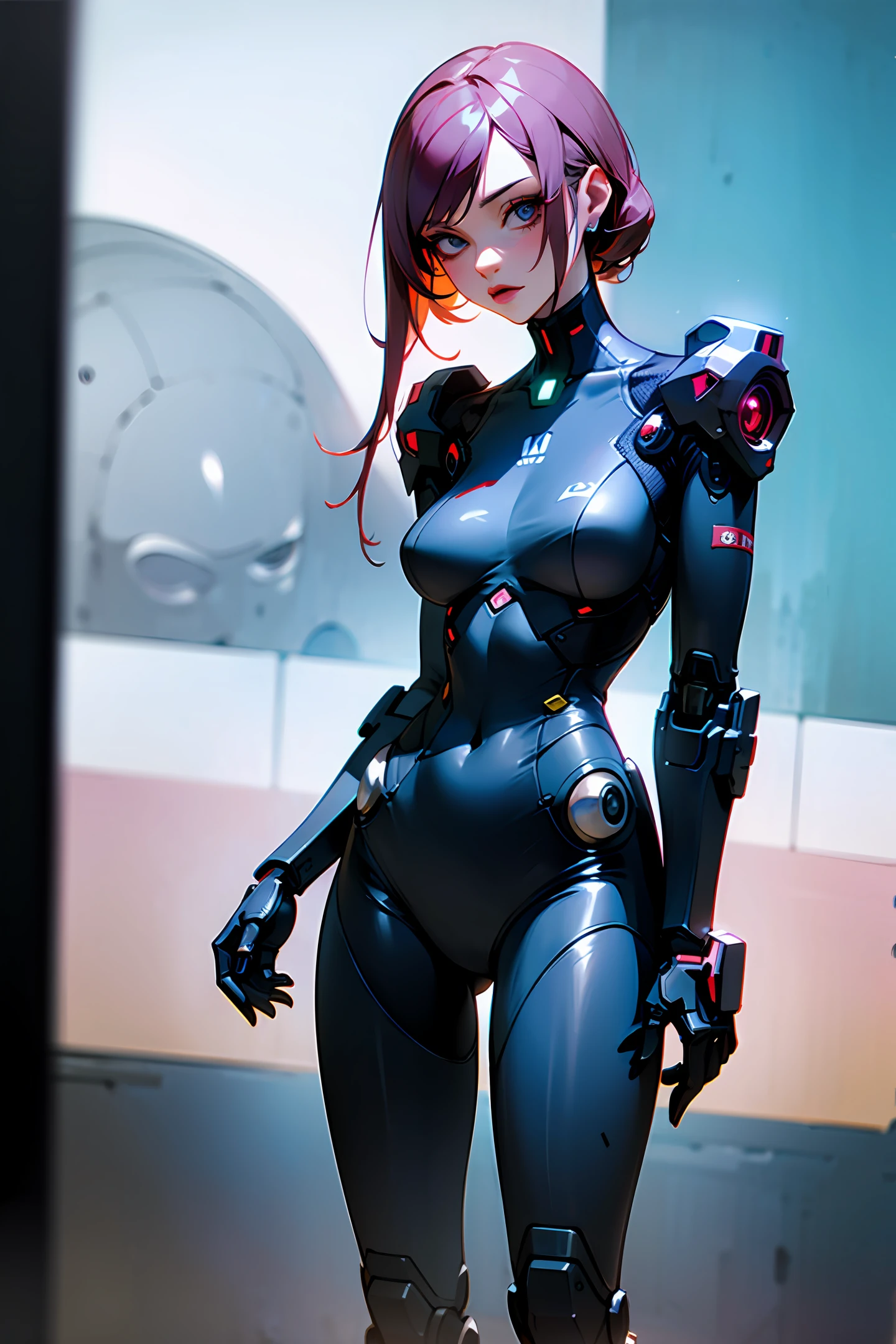 Cyberpunk Maiden has a robot in front