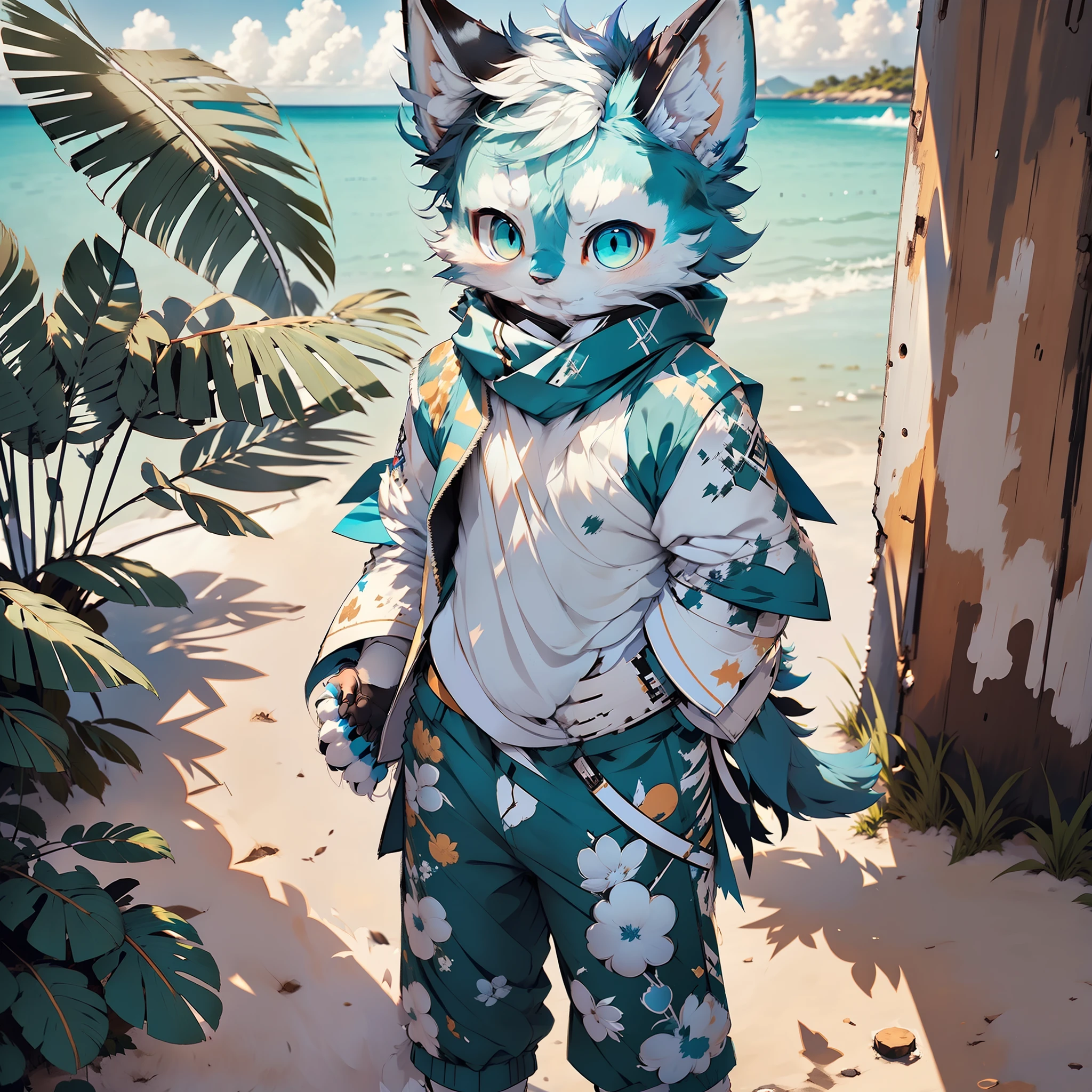 Fluffy furry tail,blue white colors